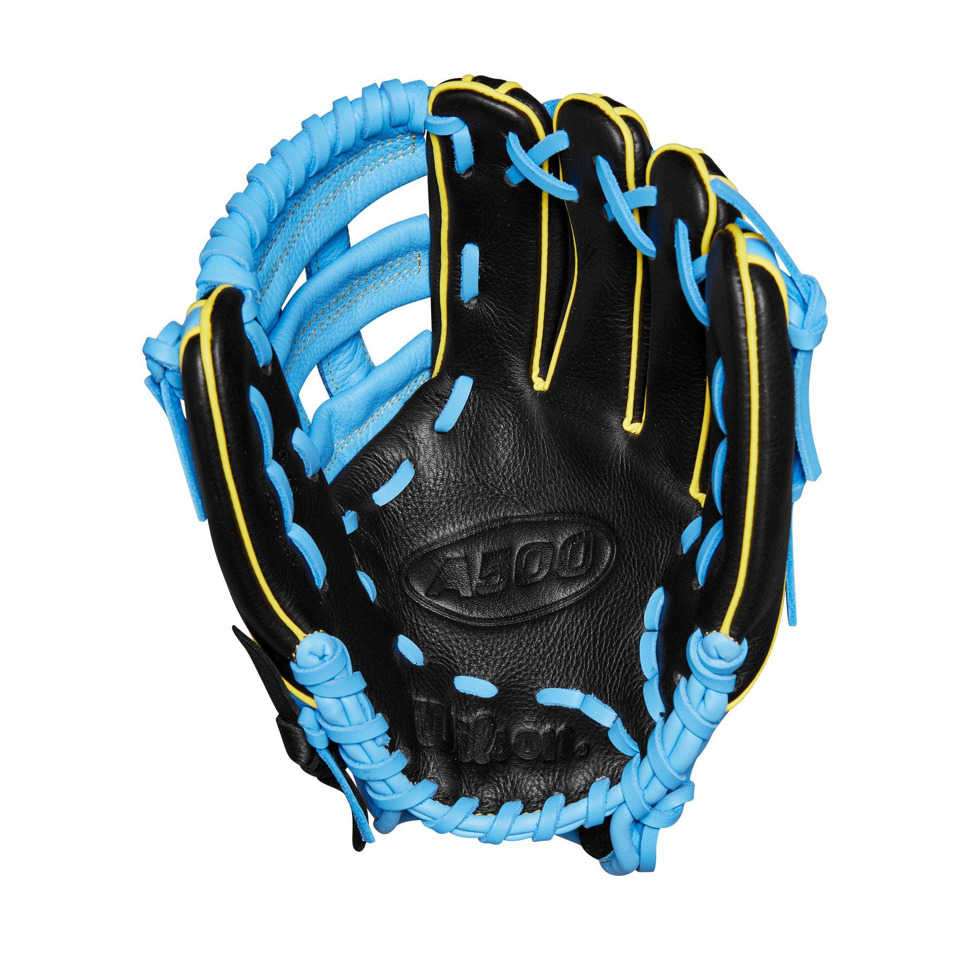 Wilson A500 Youth 10.5” Utility Baseball Glove-Black/Cool Blue/Yellow