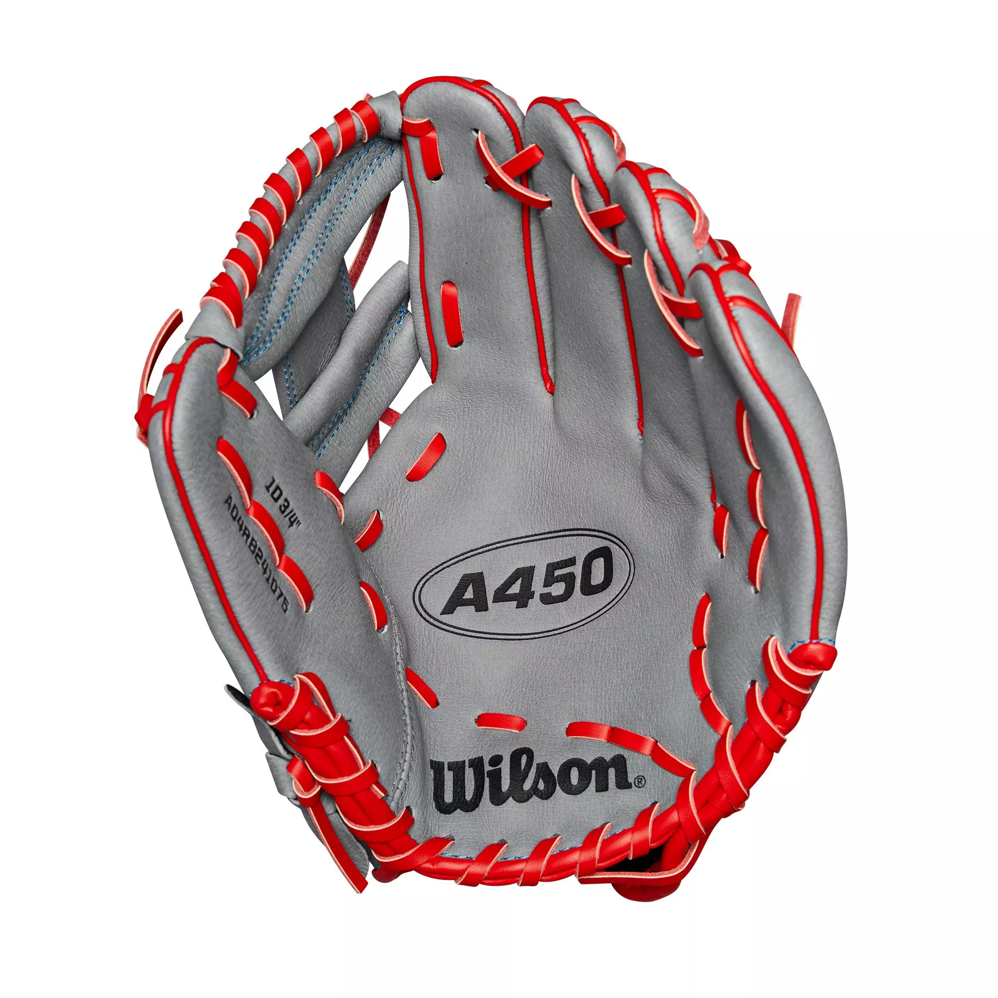 Wilson A450 10.75” Youth Infield Baseball Glove 2024 - GREY/RED