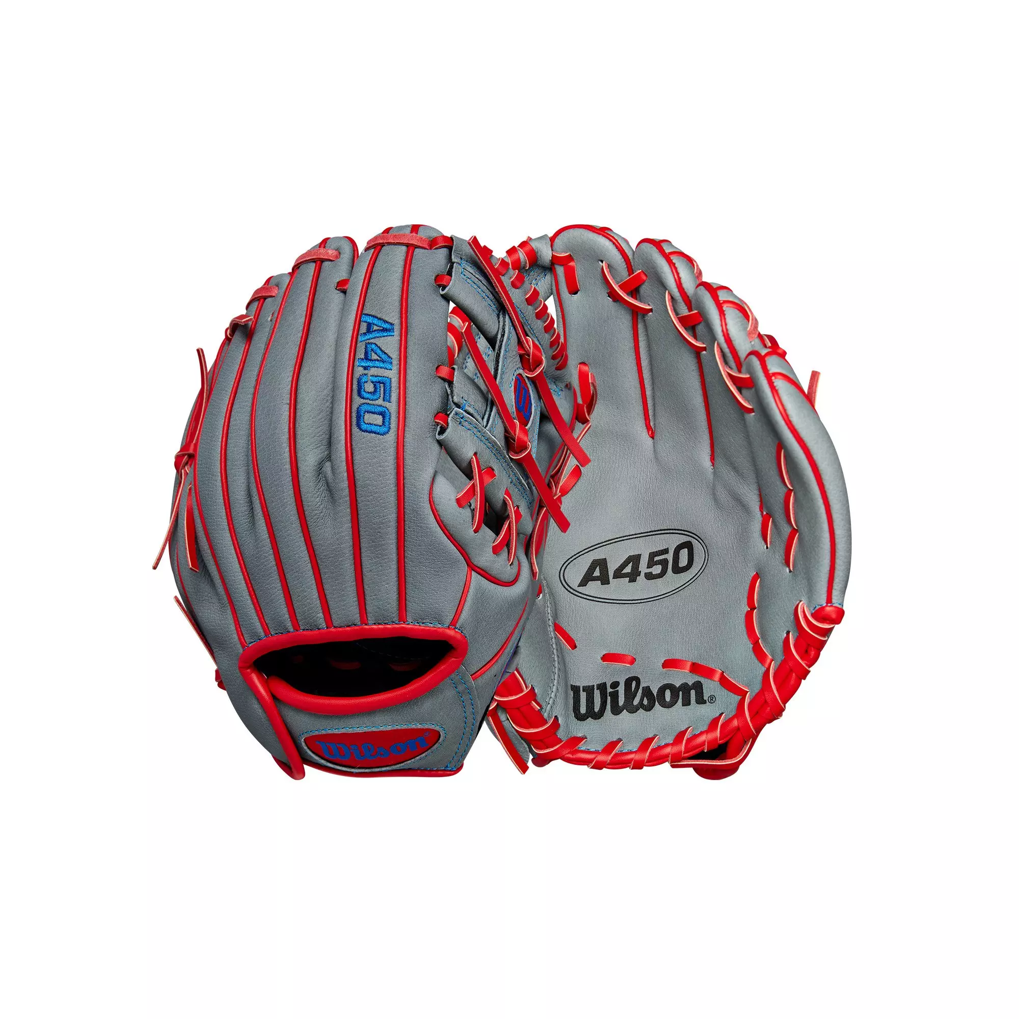 Wilson A450 10.75” Youth Infield Baseball Glove 2024 - GREY/RED