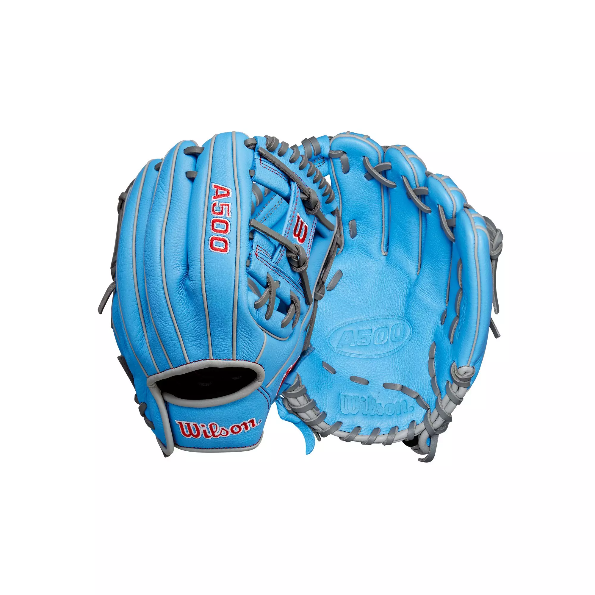 Wilson A500 Youth 11” Utility Baseball Glove-Cool Blue/Grey/Red - BLUE/GREY
