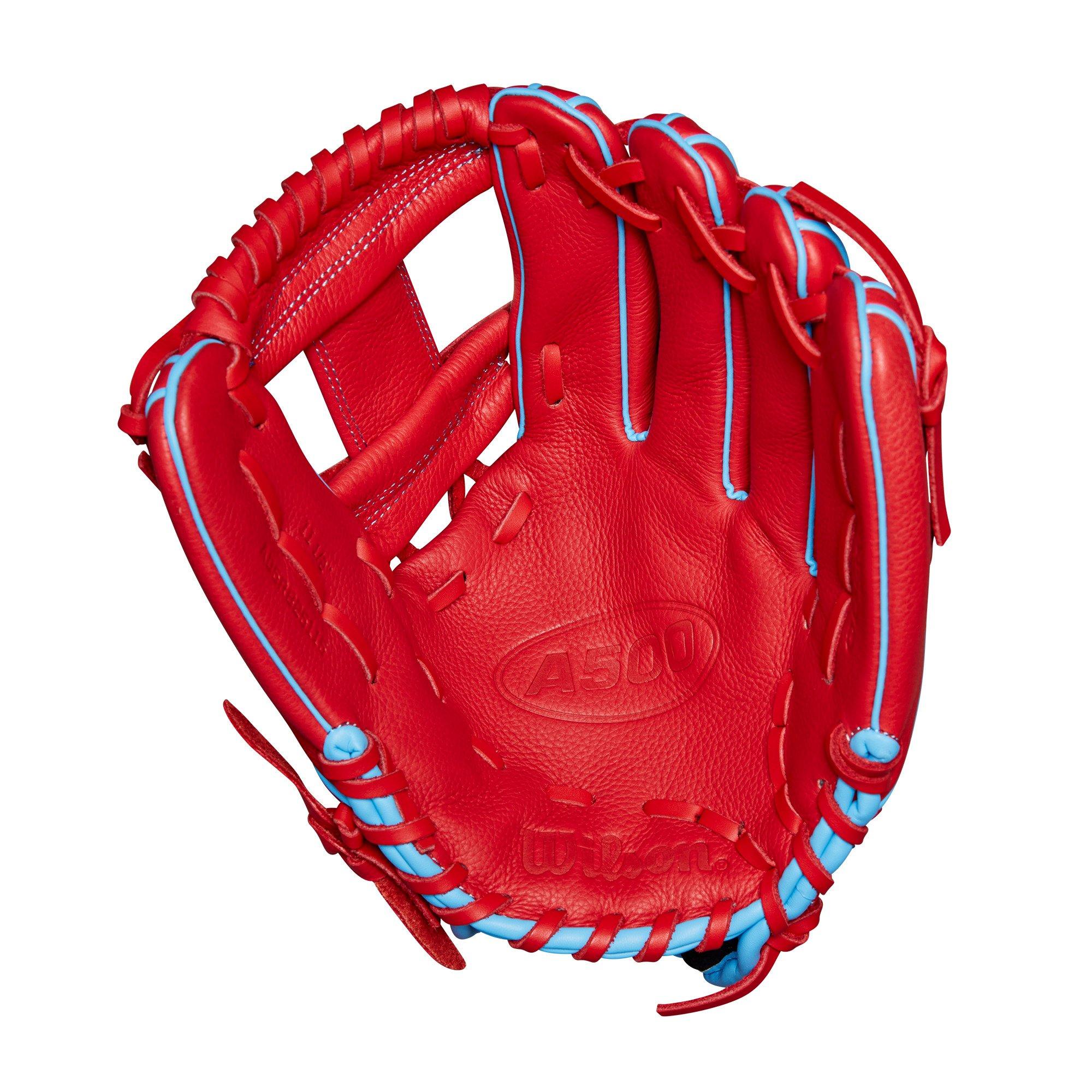 Wilson A500 Youth 11.5” Utility Baseball Glove-Red/Cool Blue/White