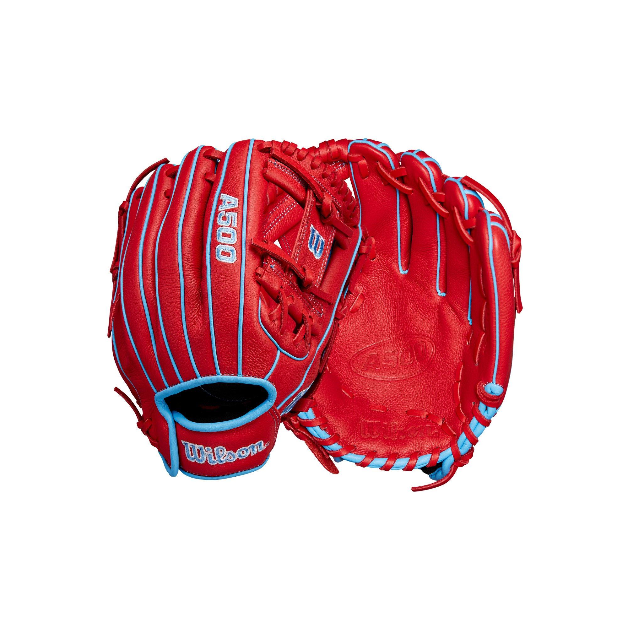 Wilson A500 Youth 11.5” Utility Baseball Glove-Red/Cool Blue/White