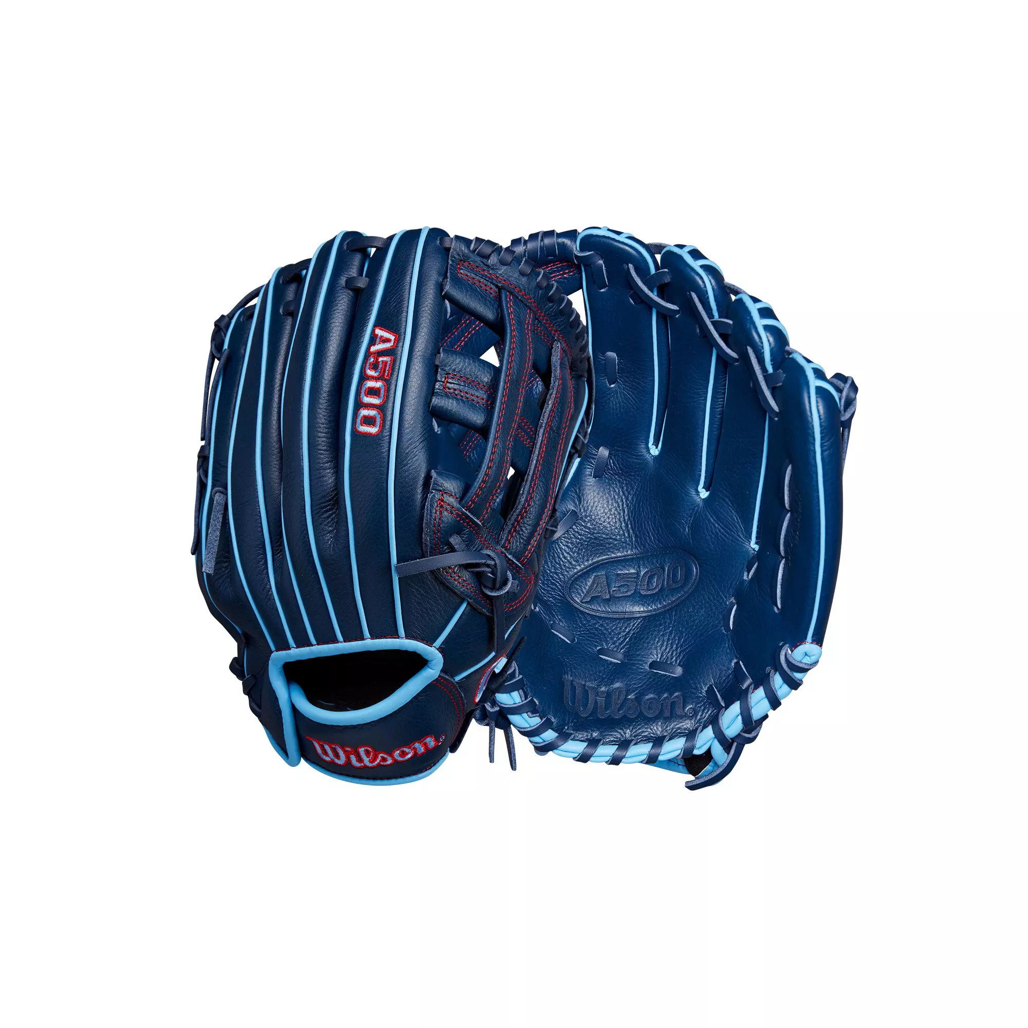 Wilson A500 12" Baseball Fielders Glove-Navy - NAVY/LT BLUE