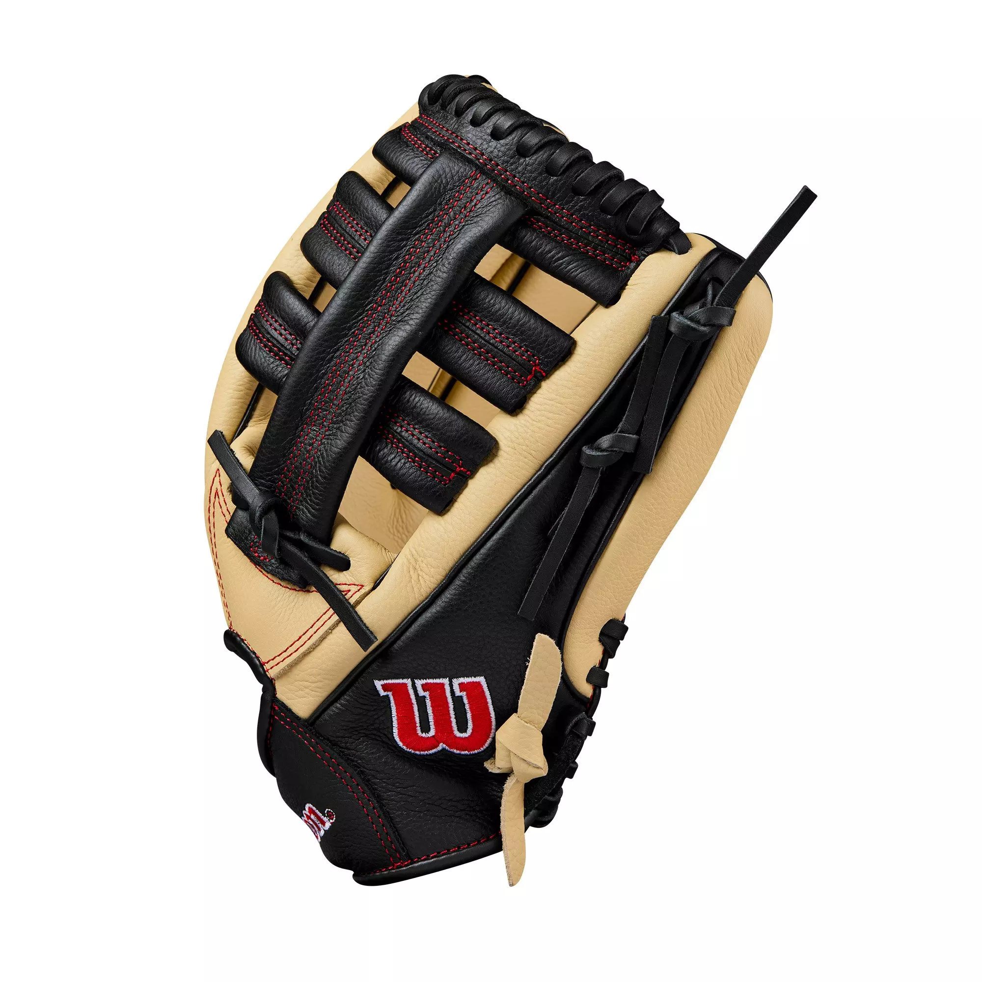 Wilson A500 Youth 12.5” Outfield Baseball Glove-Blonde/Red/Black - TAN/RED