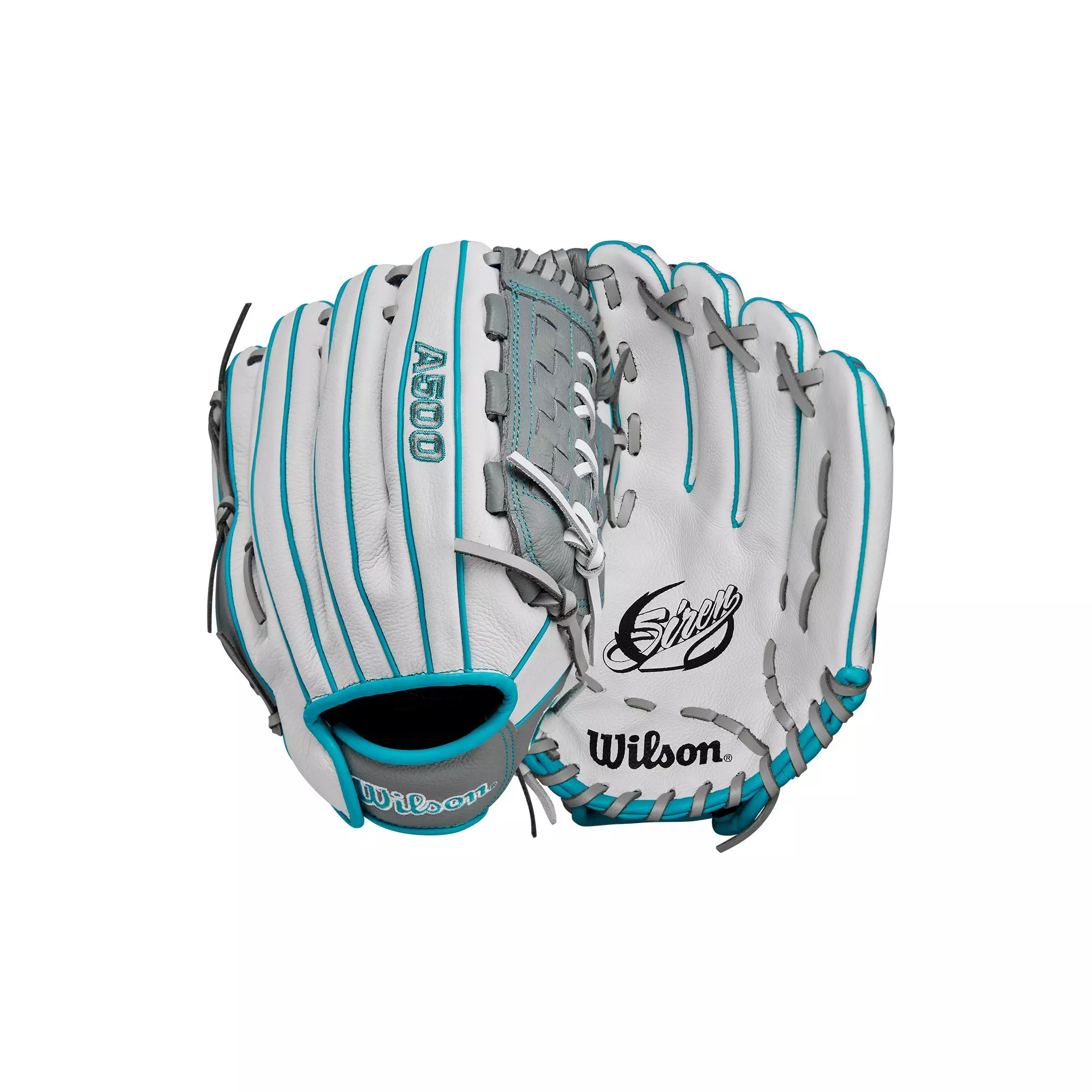 Wilson A500 Siren 11.75” Youth Infield Fastpitch Softball Glove 2024 - WHITE/GREY