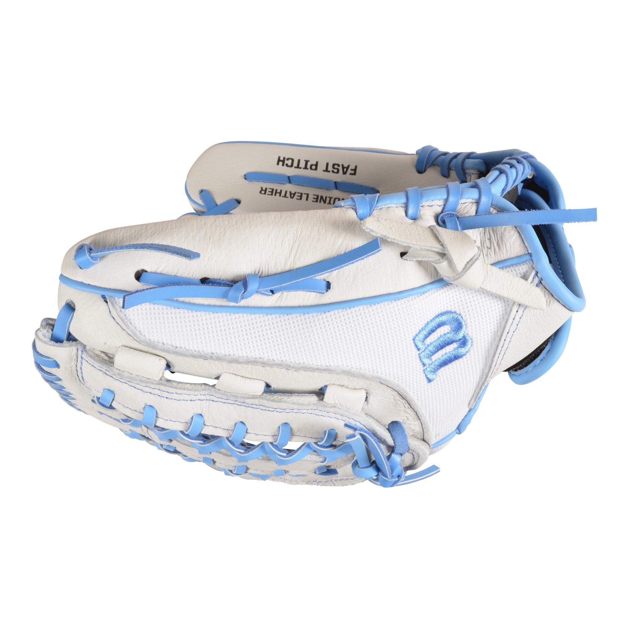 Wilson Flash 12" Fastpitch White/Blue Softball Fielders Glove