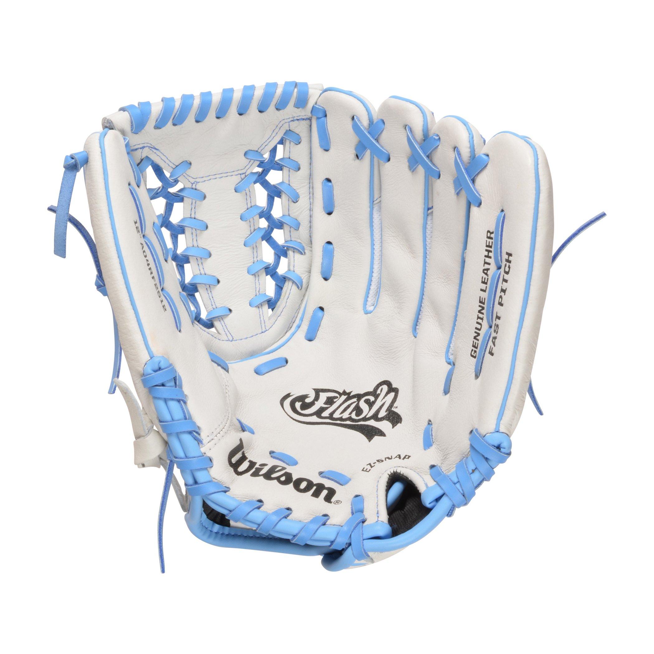 Wilson Flash 12" Fastpitch White/Blue Softball Fielders Glove