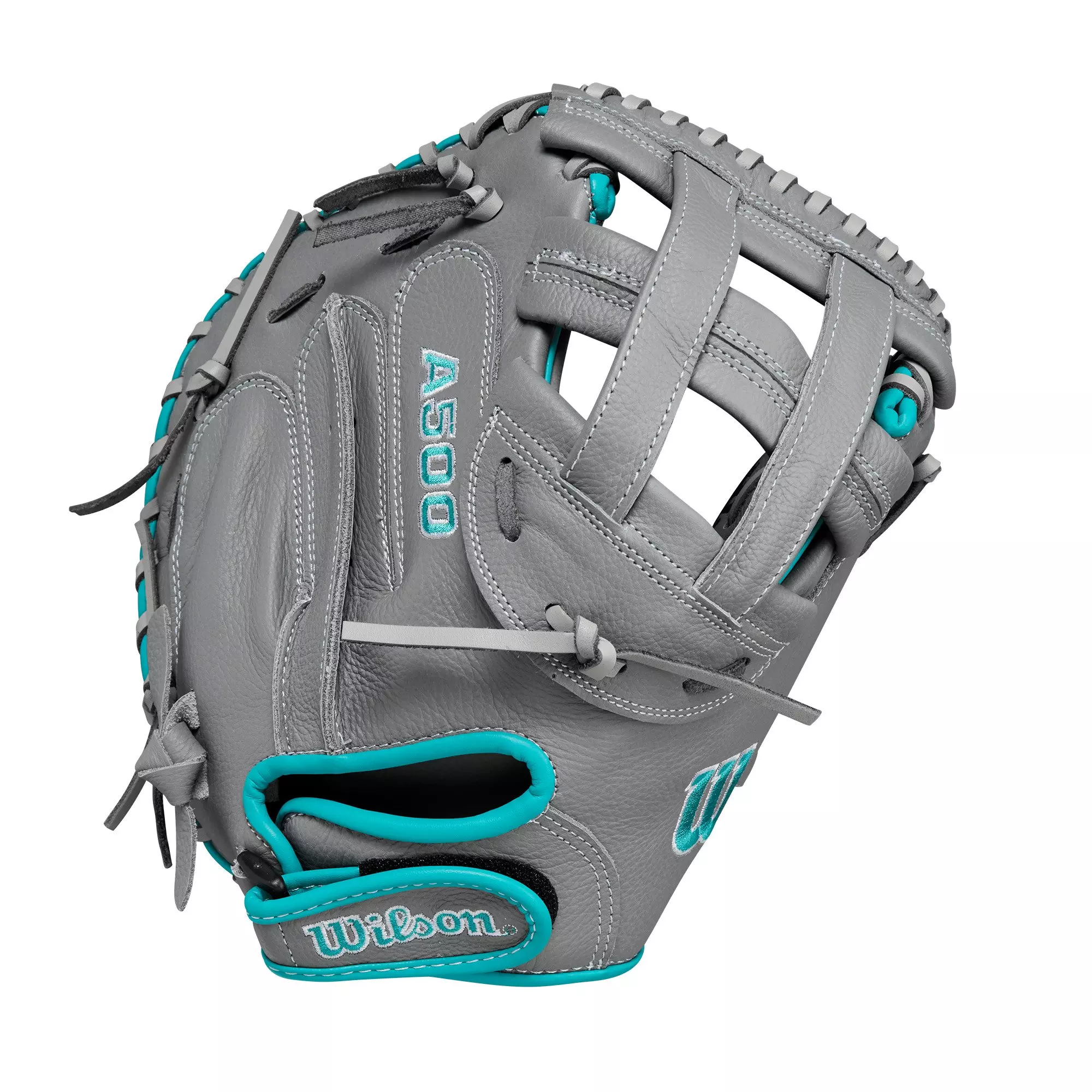 Wilson A500 Siren 32” Youth Fastpitch Softball Catcher’s Mitt 2024 - GREY/TEAL