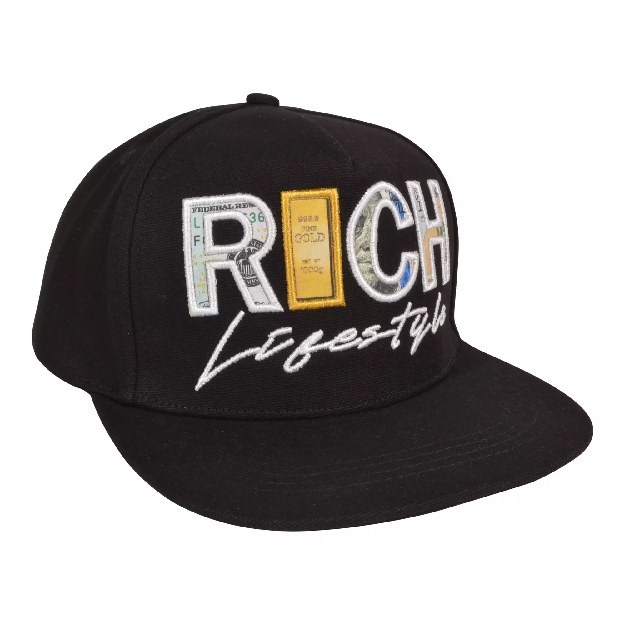 Streetz Iz Watchin Rich Snapback Hat-Black - BLACK