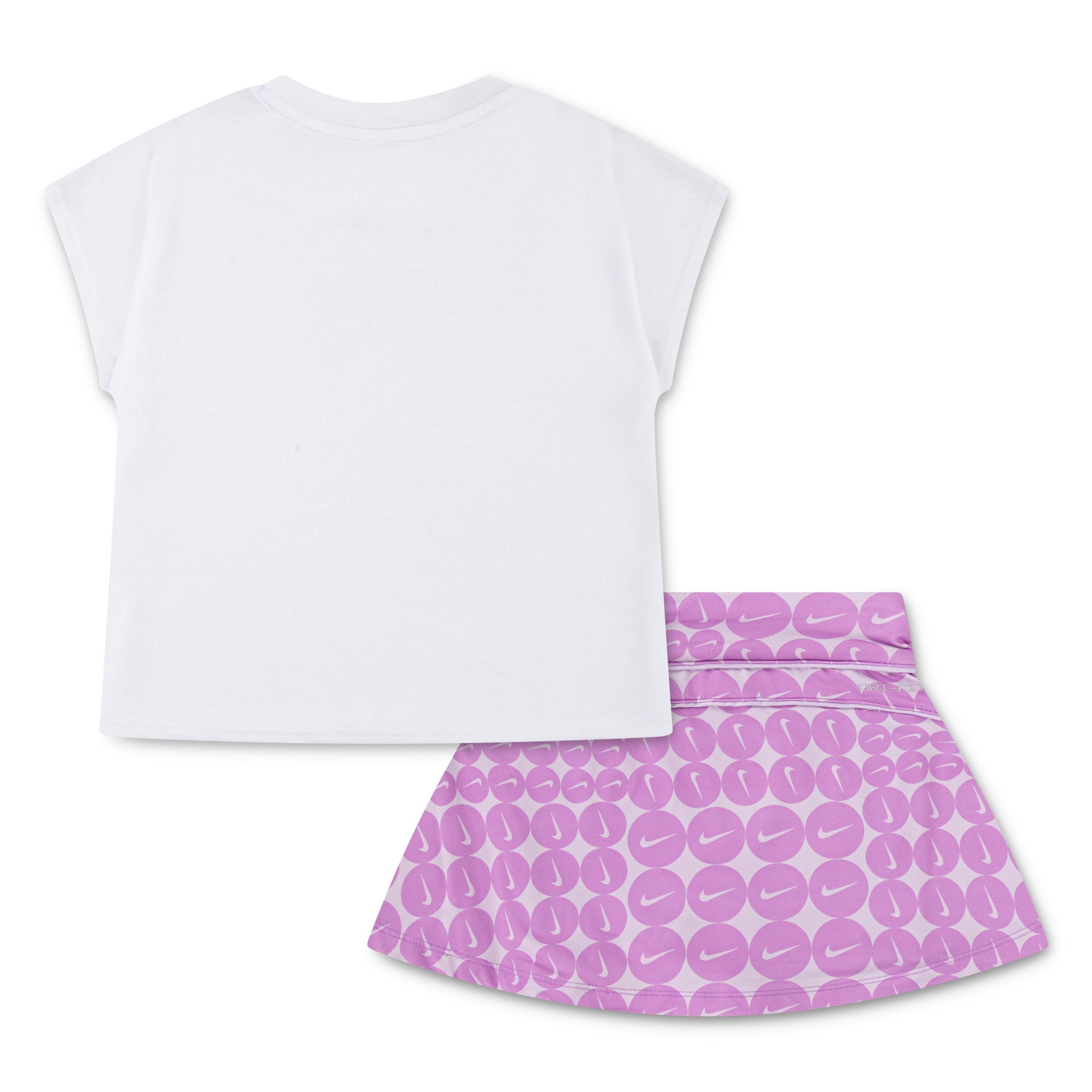 Nike Essentials Printed Scooter Little Girls' White/Purple 2-Piece Set