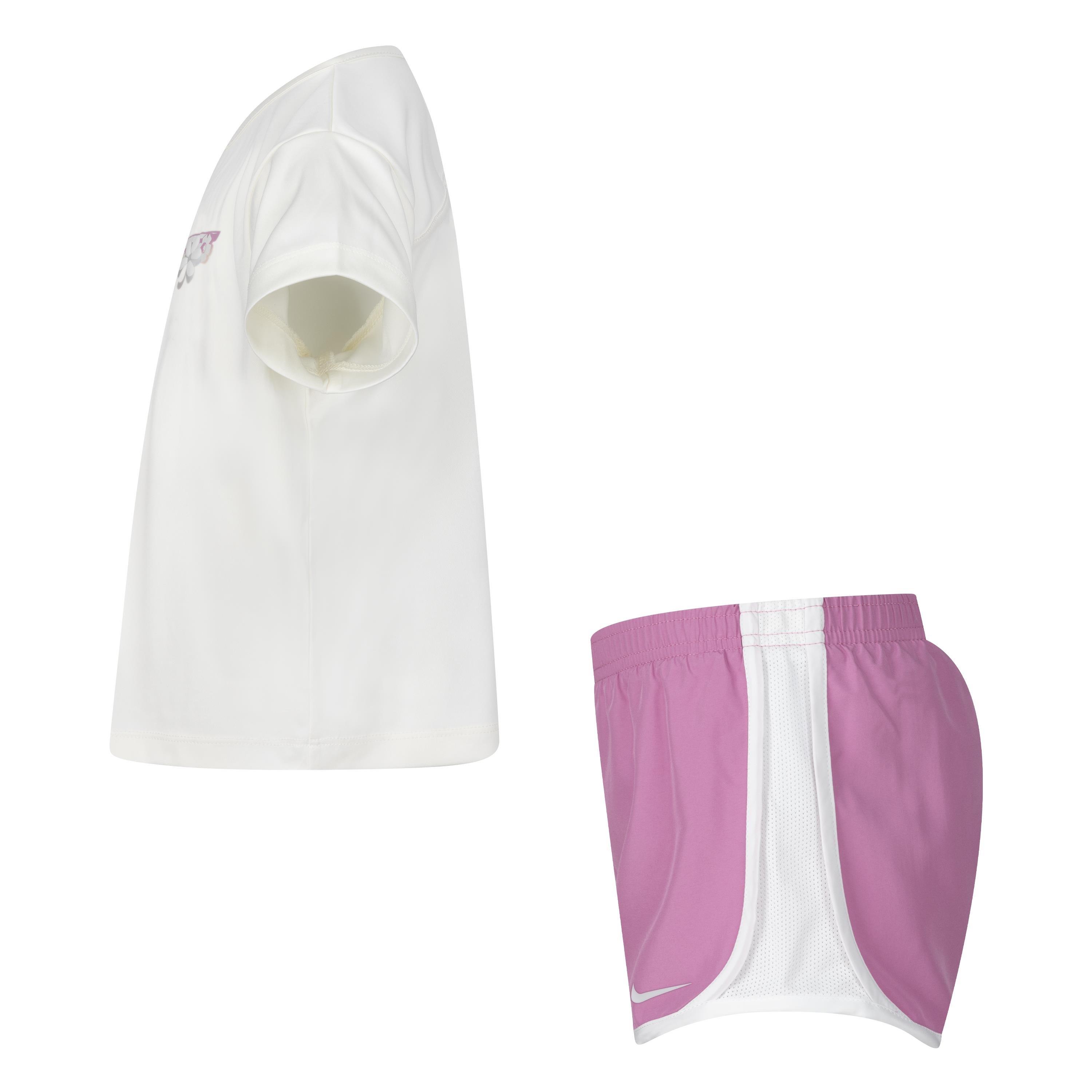 Nike Little Girls' Flow-Ral Tempo Short Set - Pink - PINK Thumbnail View 3