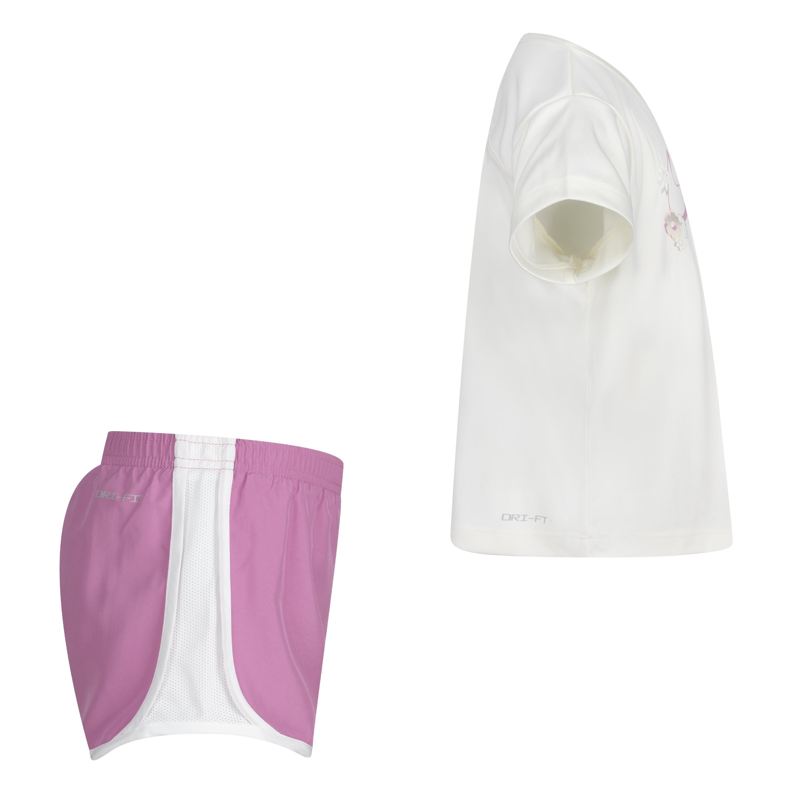 Nike Little Girls' Flow-Ral Tempo Short Set - Pink - PINK Thumbnail View 4