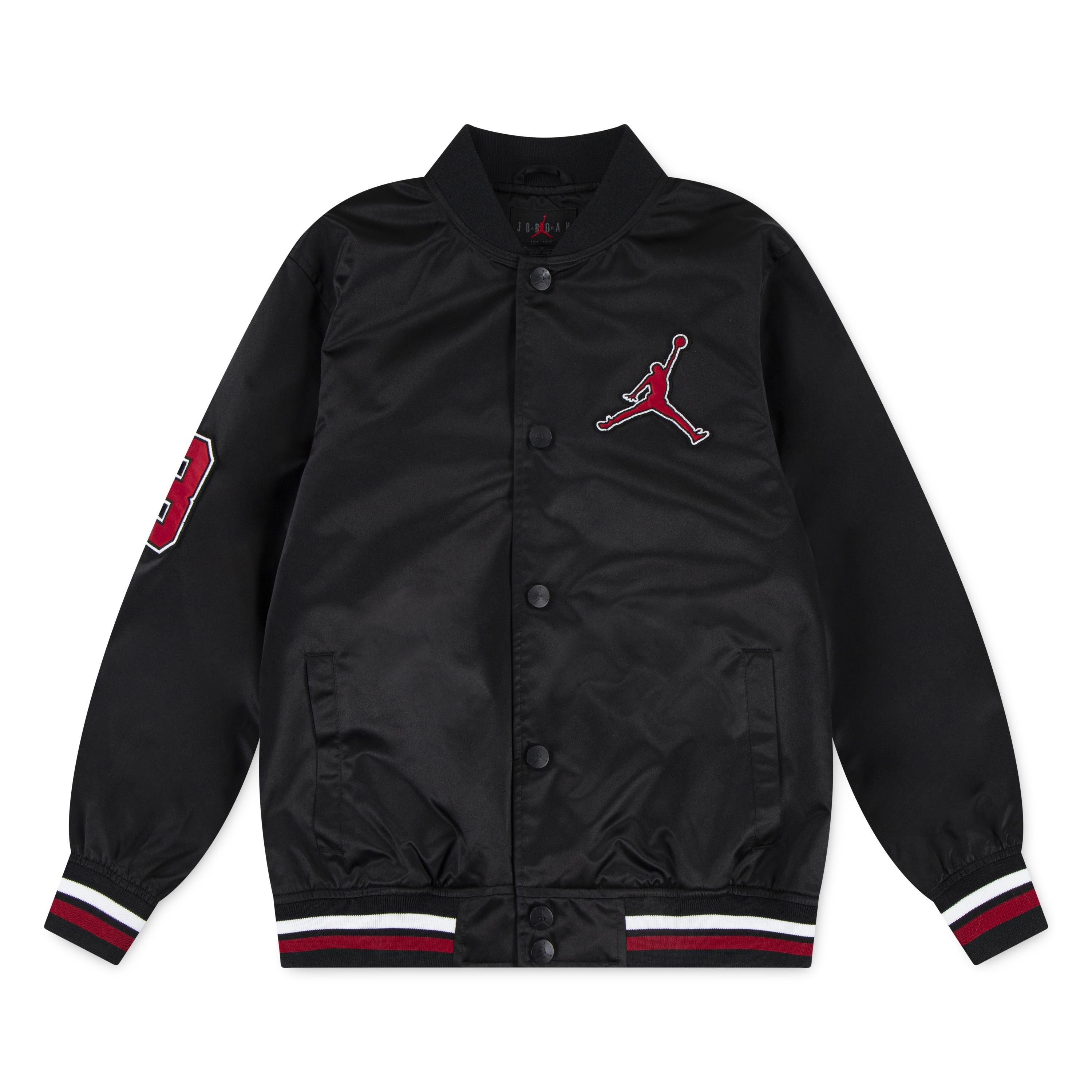 Jordan Big Boys' Satin Varsity Bomber Jacket - Black