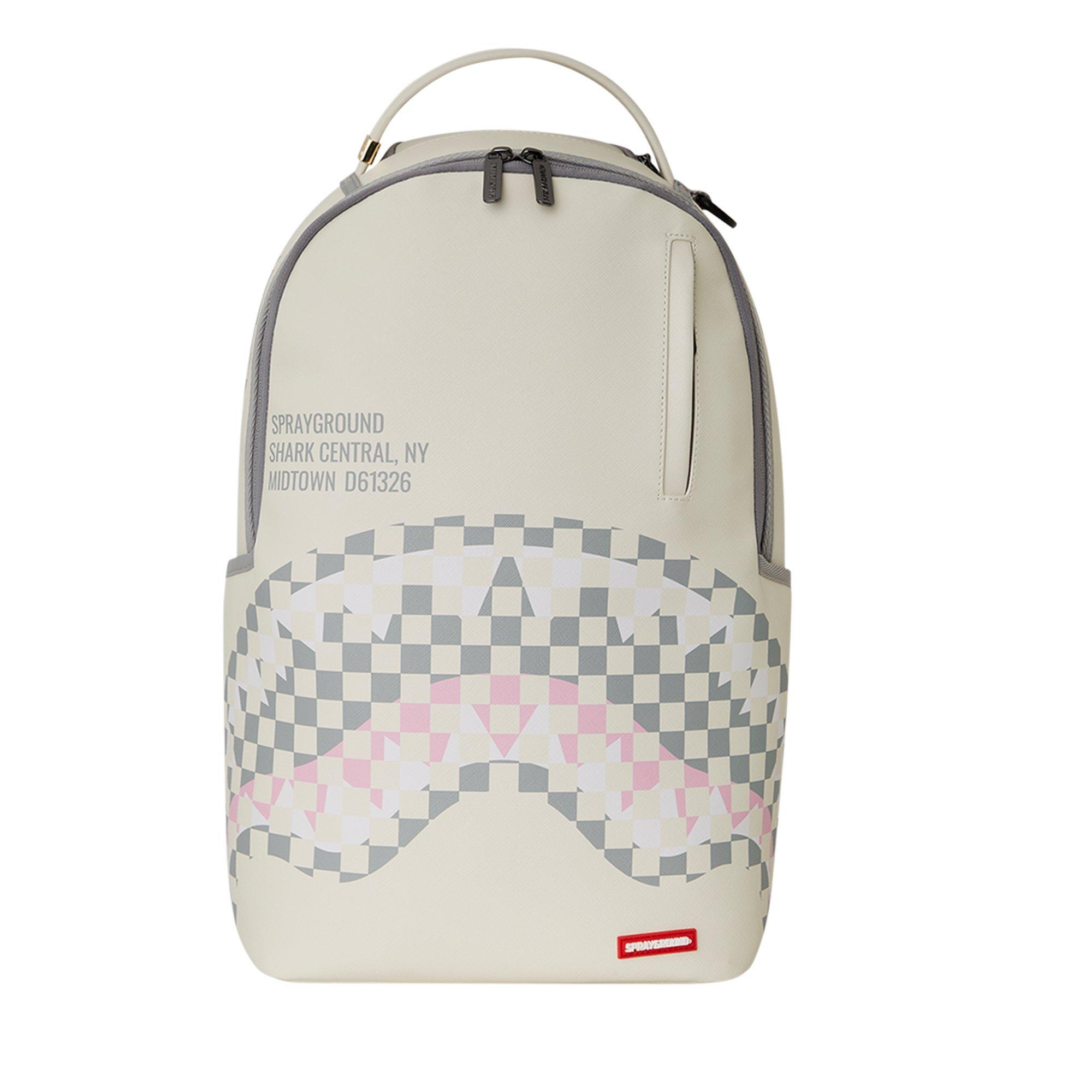 Sprayground Cream Check Shark Central Backpack