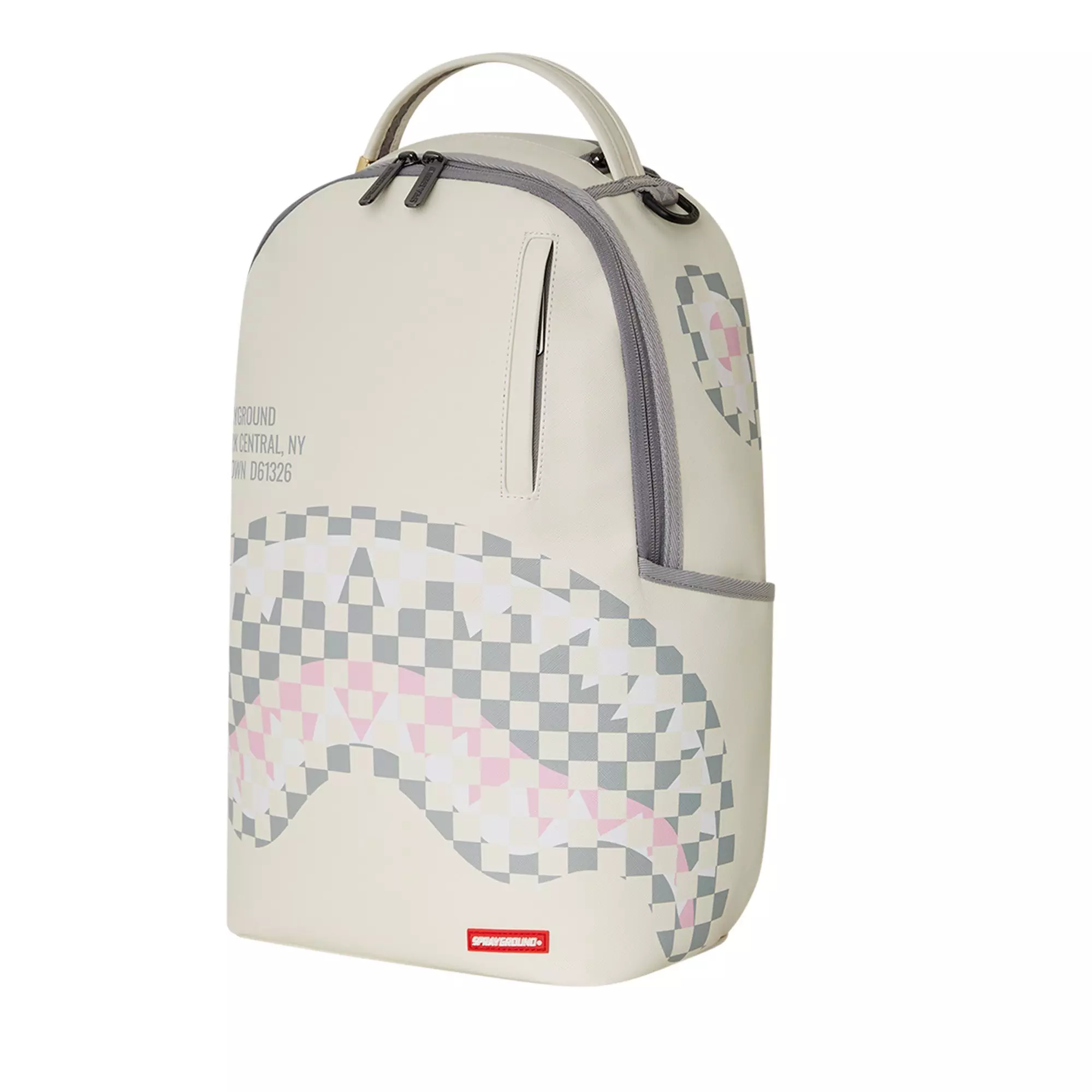 Sprayground Cream Check Shark Central Backpack - CREAM