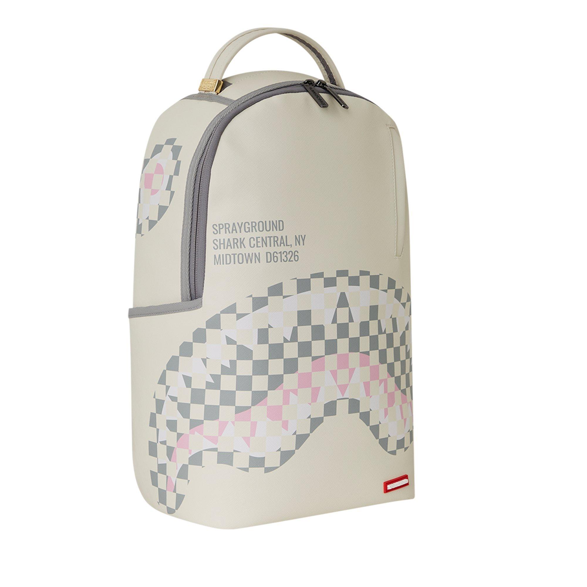 Sprayground Cream Check Shark Central Backpack