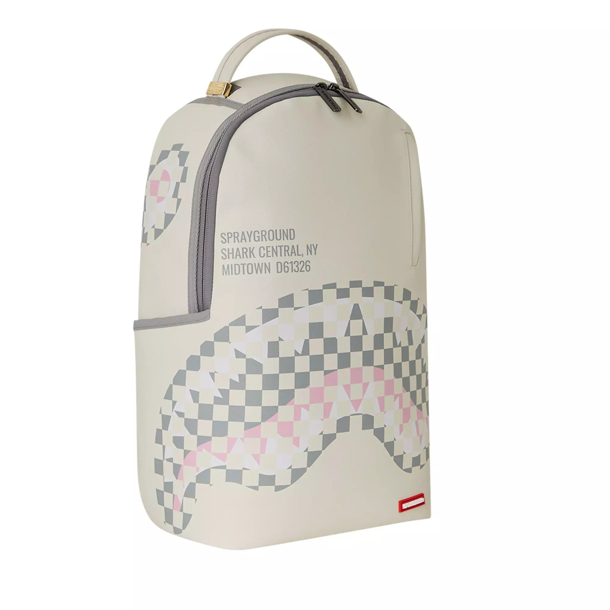Sprayground Cream Check Shark Central Backpack - CREAM