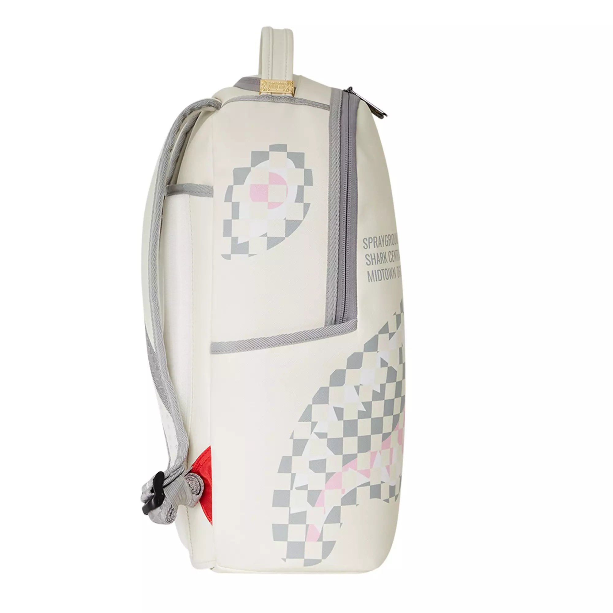 Sprayground Cream Check Shark Central Backpack - CREAM