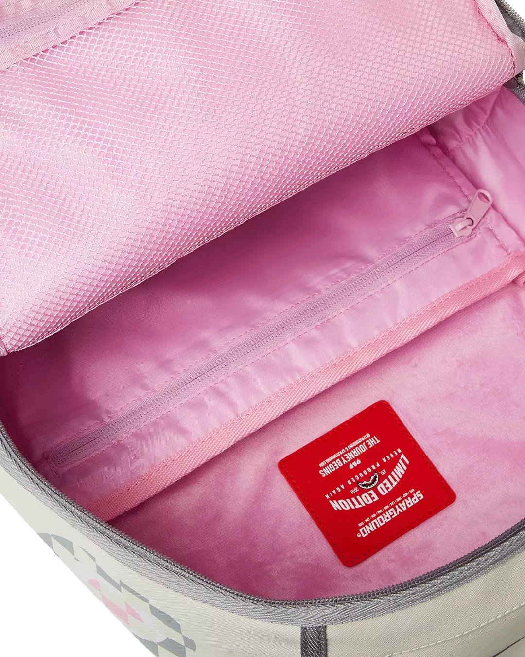 Sprayground Cream Check Shark Central Backpack - CREAM