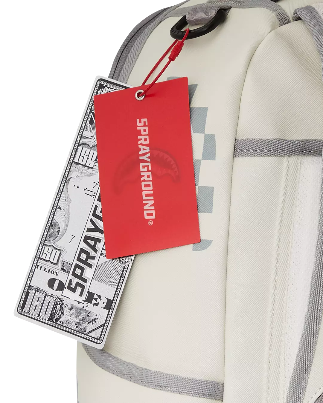 Sprayground Cream Check Shark Central Backpack - CREAM