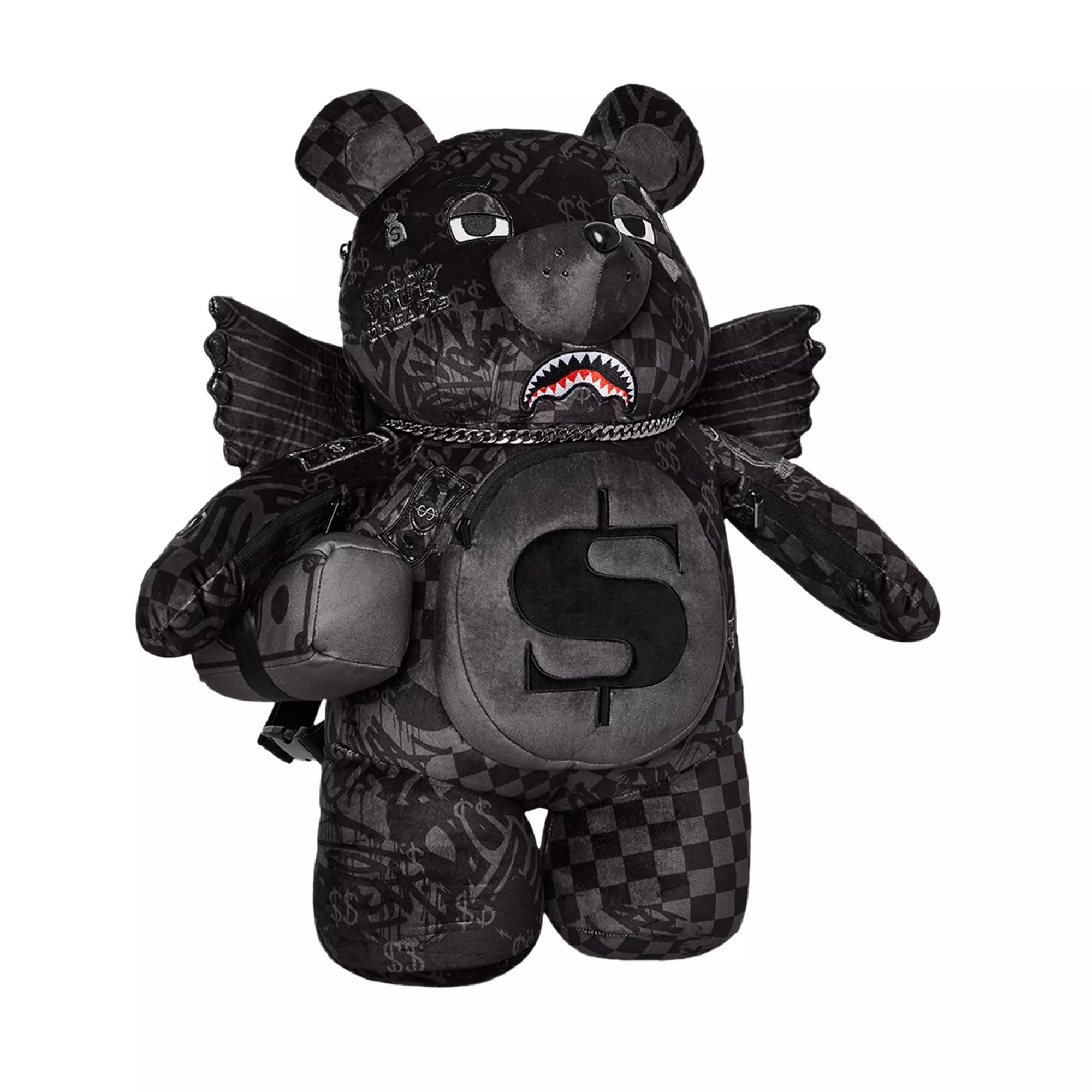 Sprayground 3AM Check Bear Backpack - BLACK