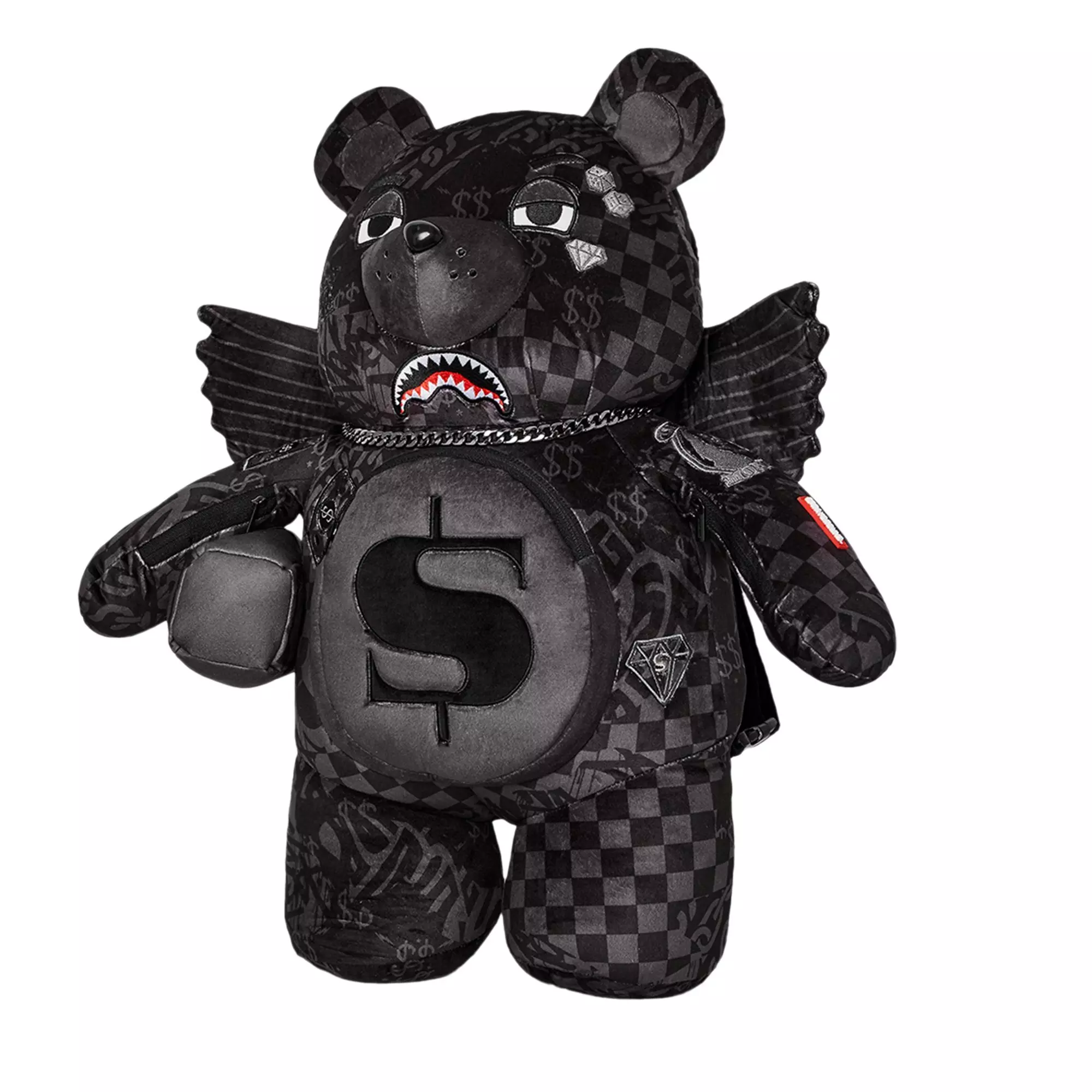 Sprayground 3AM Check Bear Backpack - BLACK