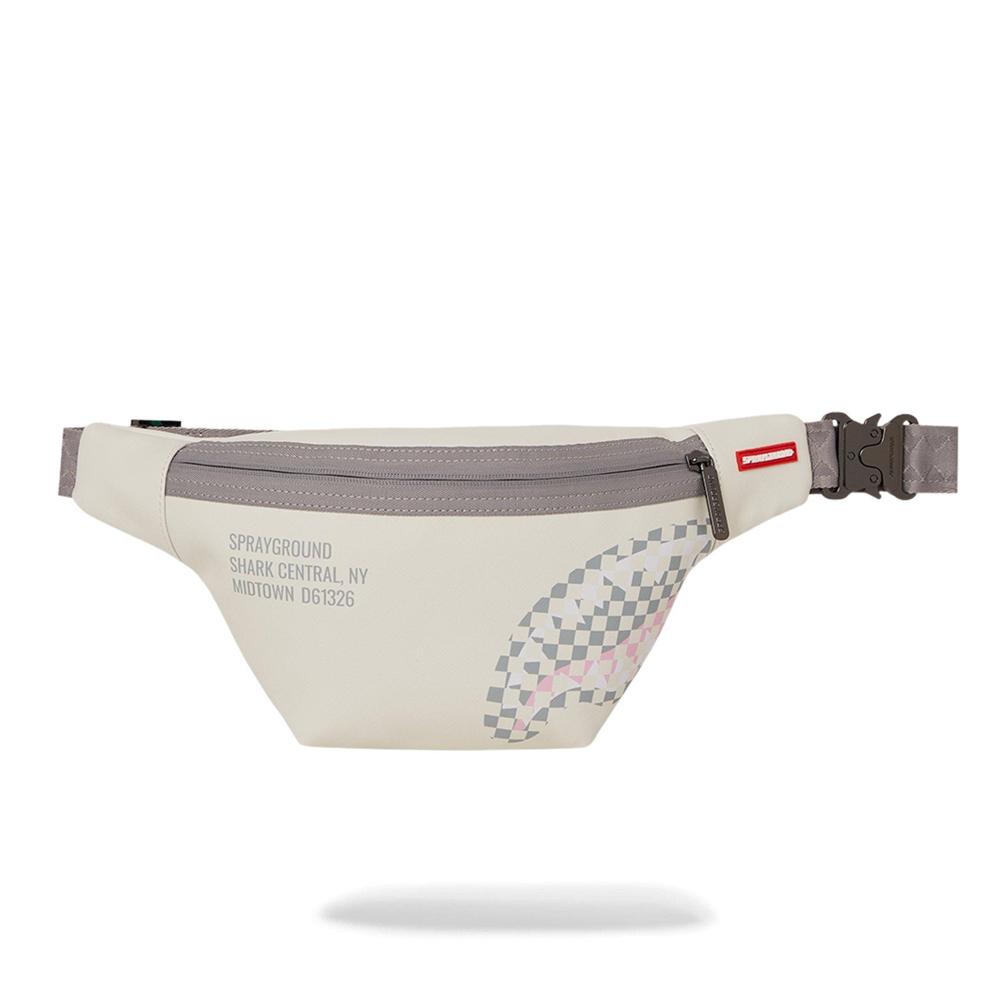Sprayground Cream Check Shark Central Crossbody Bag
