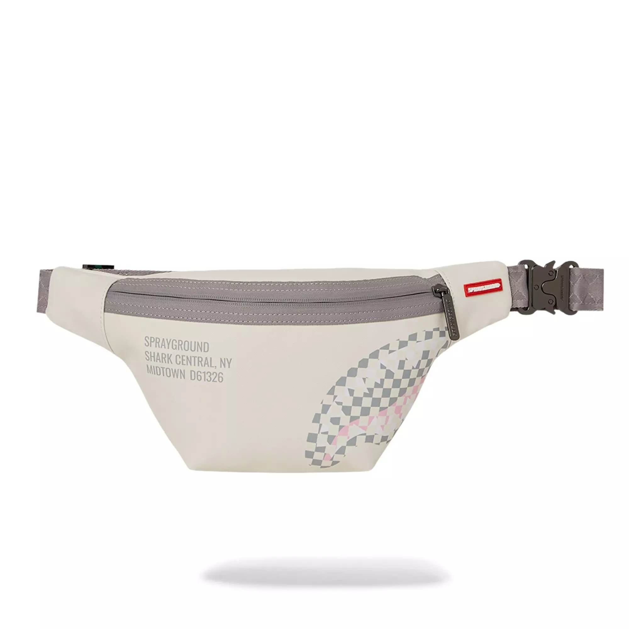 Sprayground Cream Check Shark Central Crossbody Bag - CREAM