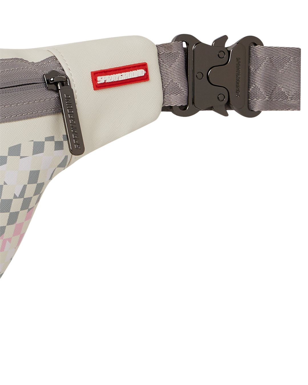 Sprayground Cream Check Shark Central Crossbody Bag