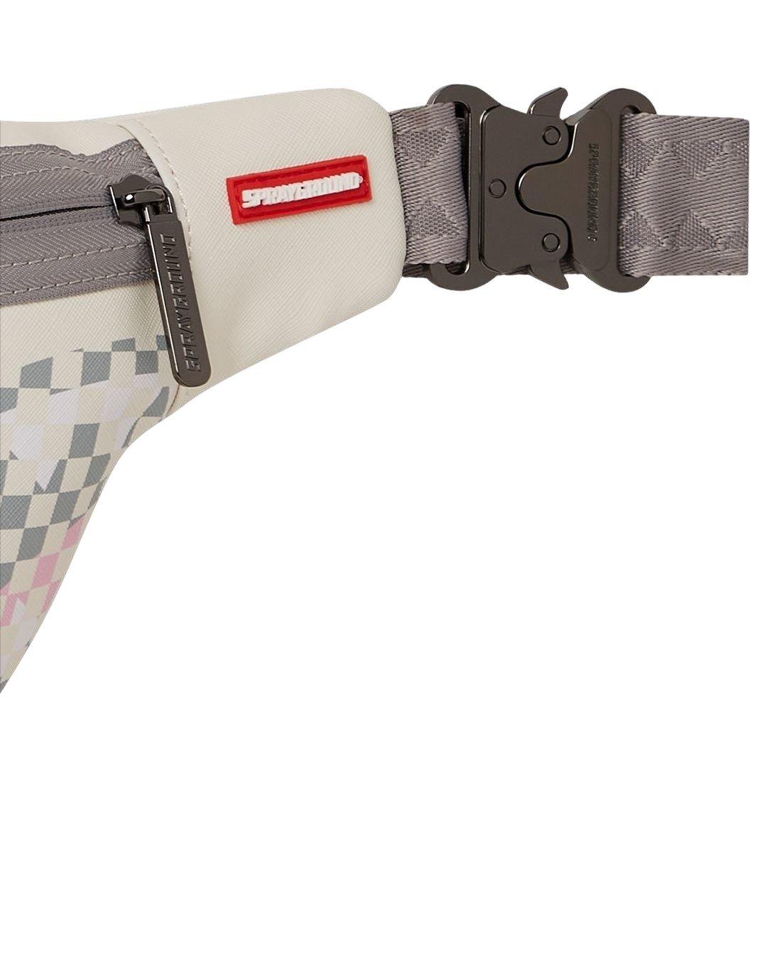 Sprayground Cream Check Shark Central Crossbody Bag