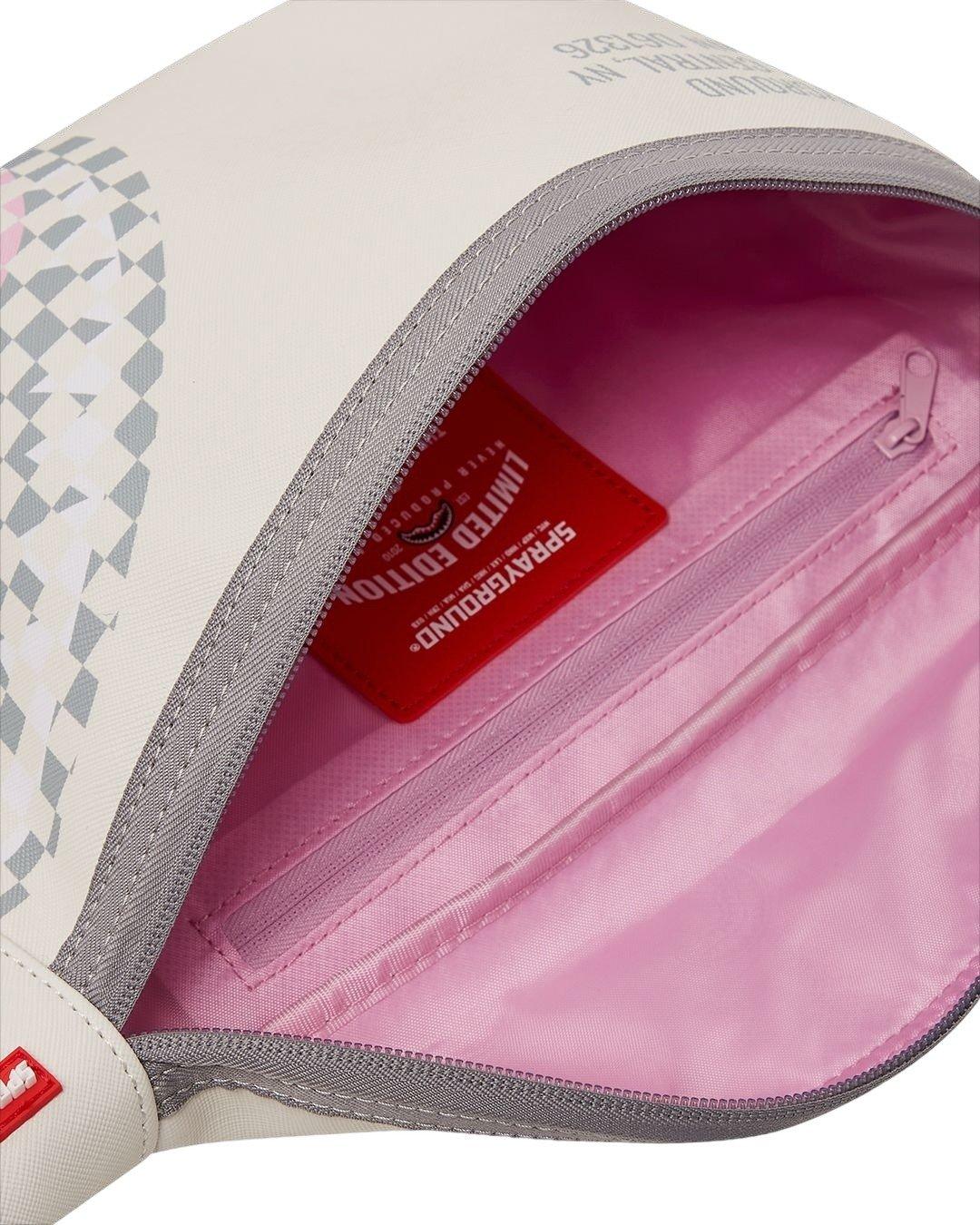 Sprayground Cream Check Shark Central Crossbody Bag