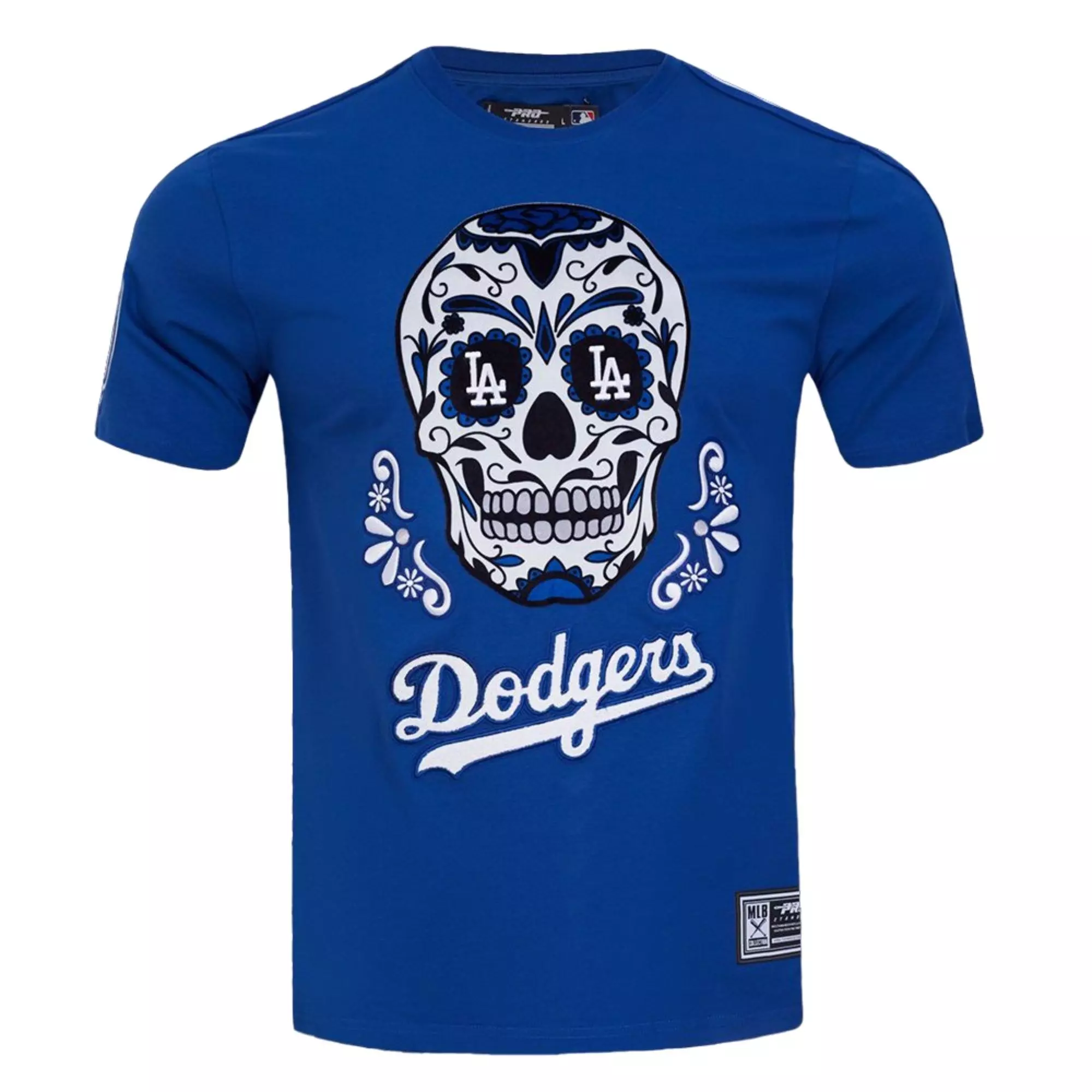 Pro Standard Men's Los Angeles Dodgers Sugar Skull Short Sleeve Tee-Blue - BLUE