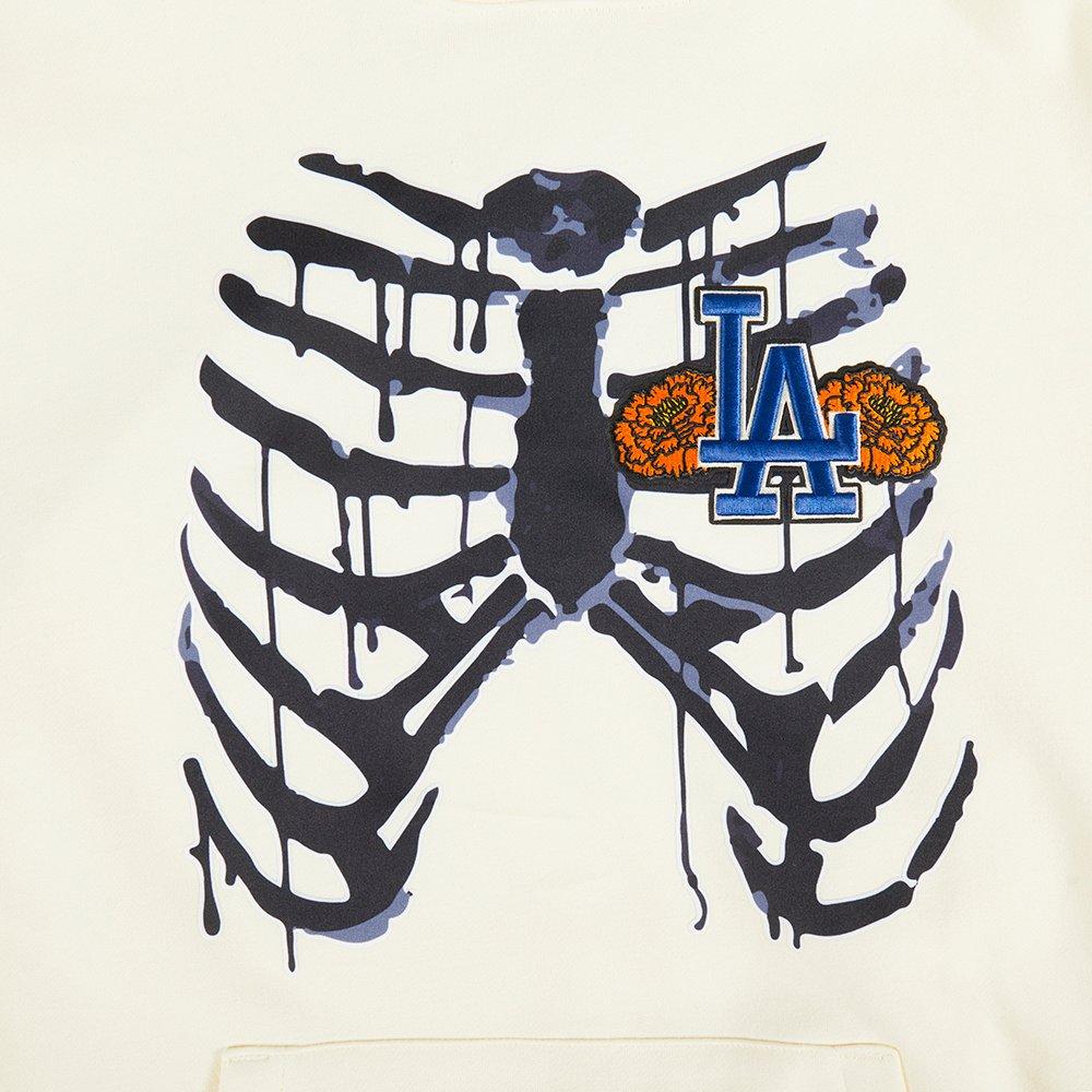 Pro Standard Men's Los Angeles Dodgers Rib Cage Hoodie-Cream - CREAM Thumbnail View 4