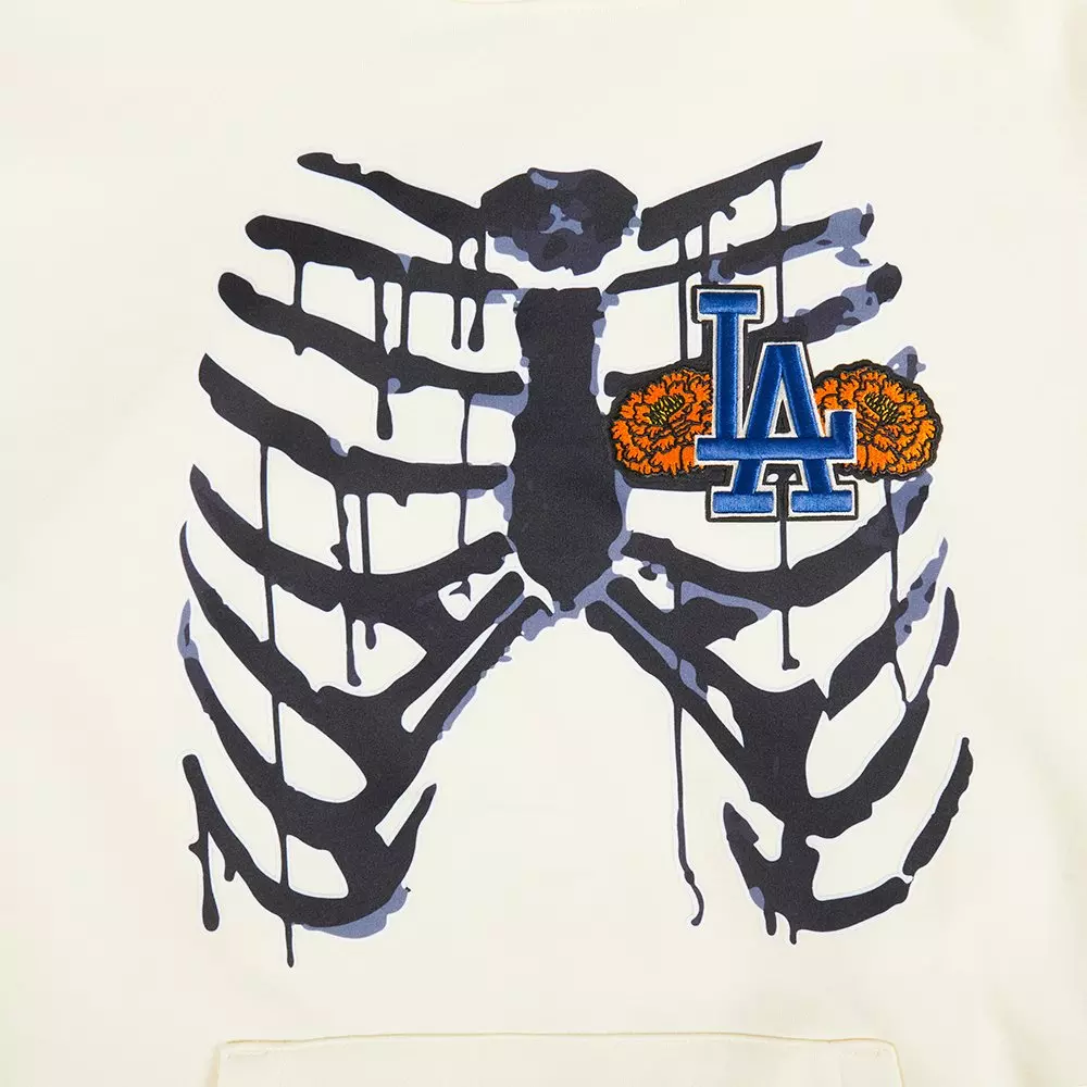 Pro Standard Men's Los Angeles Dodgers Rib Cage Hoodie-Cream - CREAM