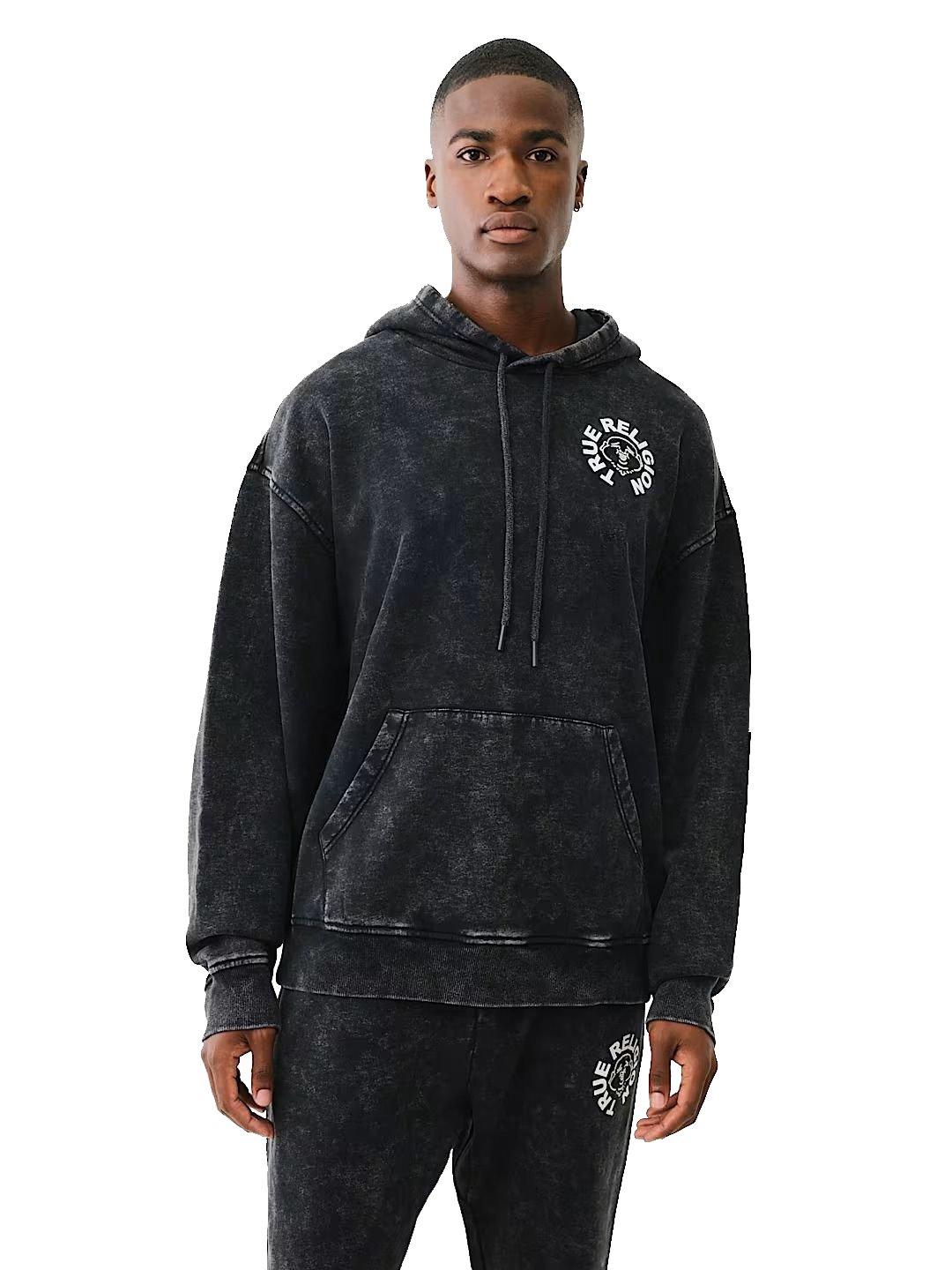 True Religion Men's Buddha Face Pullover Hoodie - BLACK