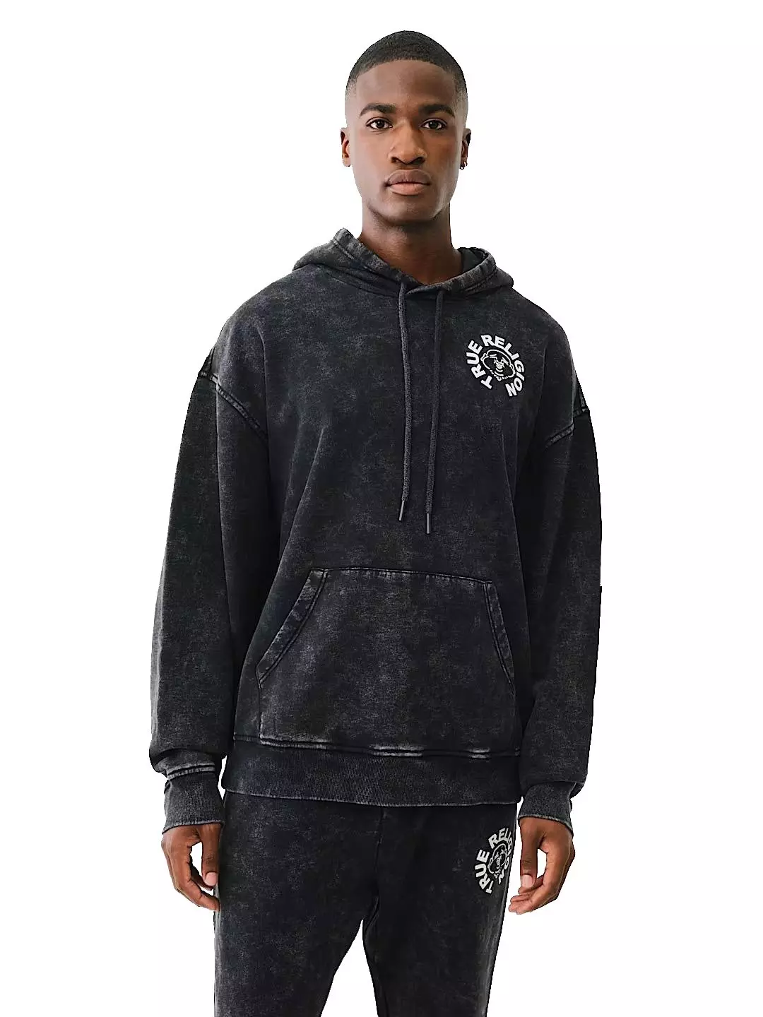 True Religion Men's Buddha Face Pullover Hoodie - BLACK
