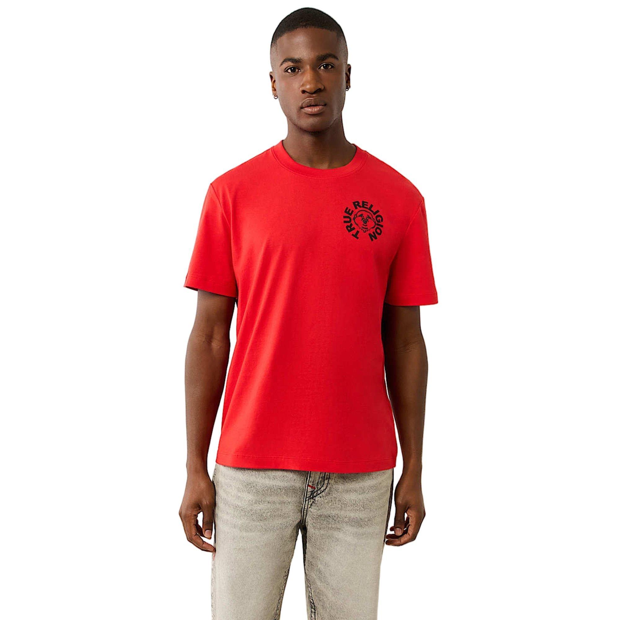 True Religion Men's Puff Print Buddha Face Tee - RED Thumbnail View 1