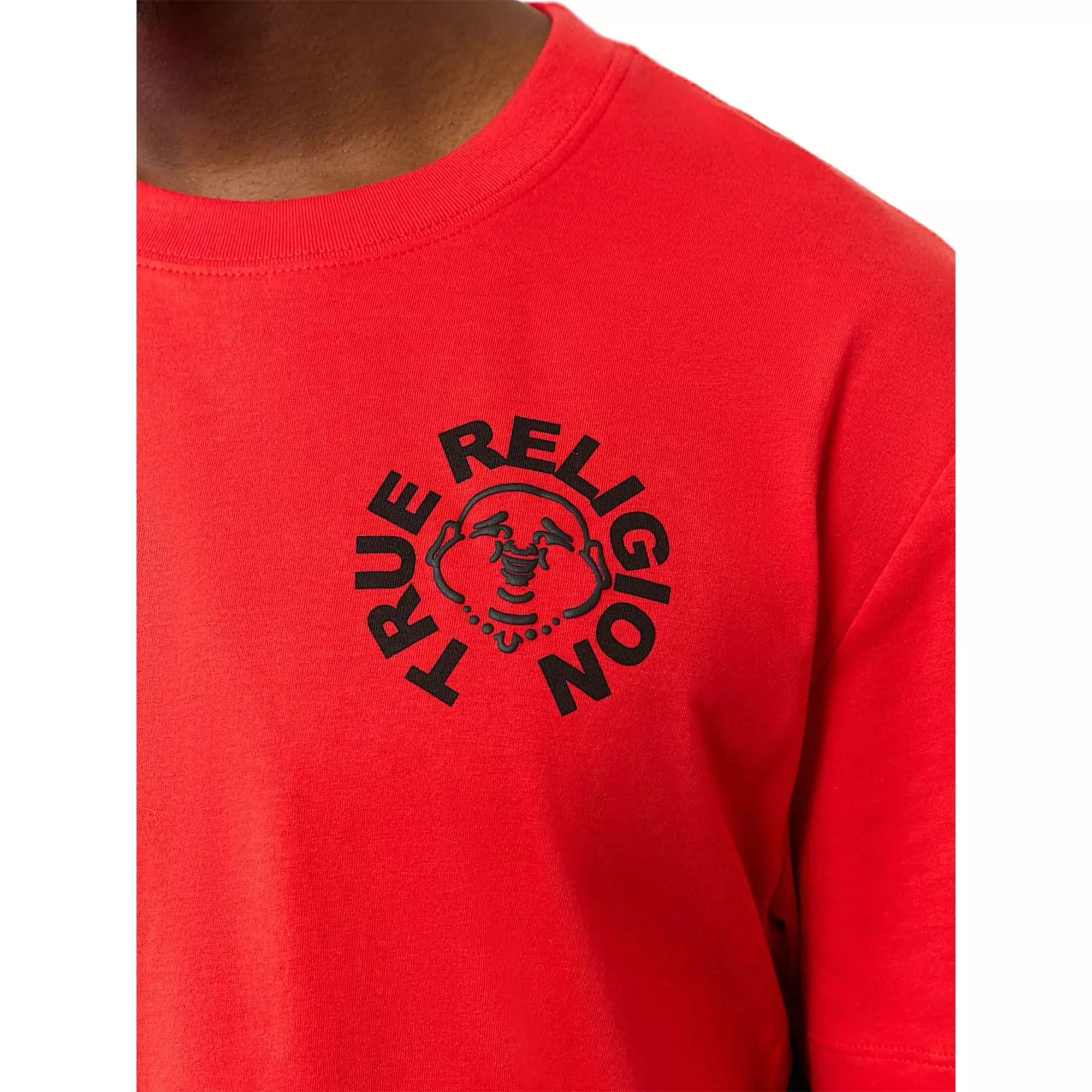 True Religion Men's Puff Print Buddha Face Tee - RED