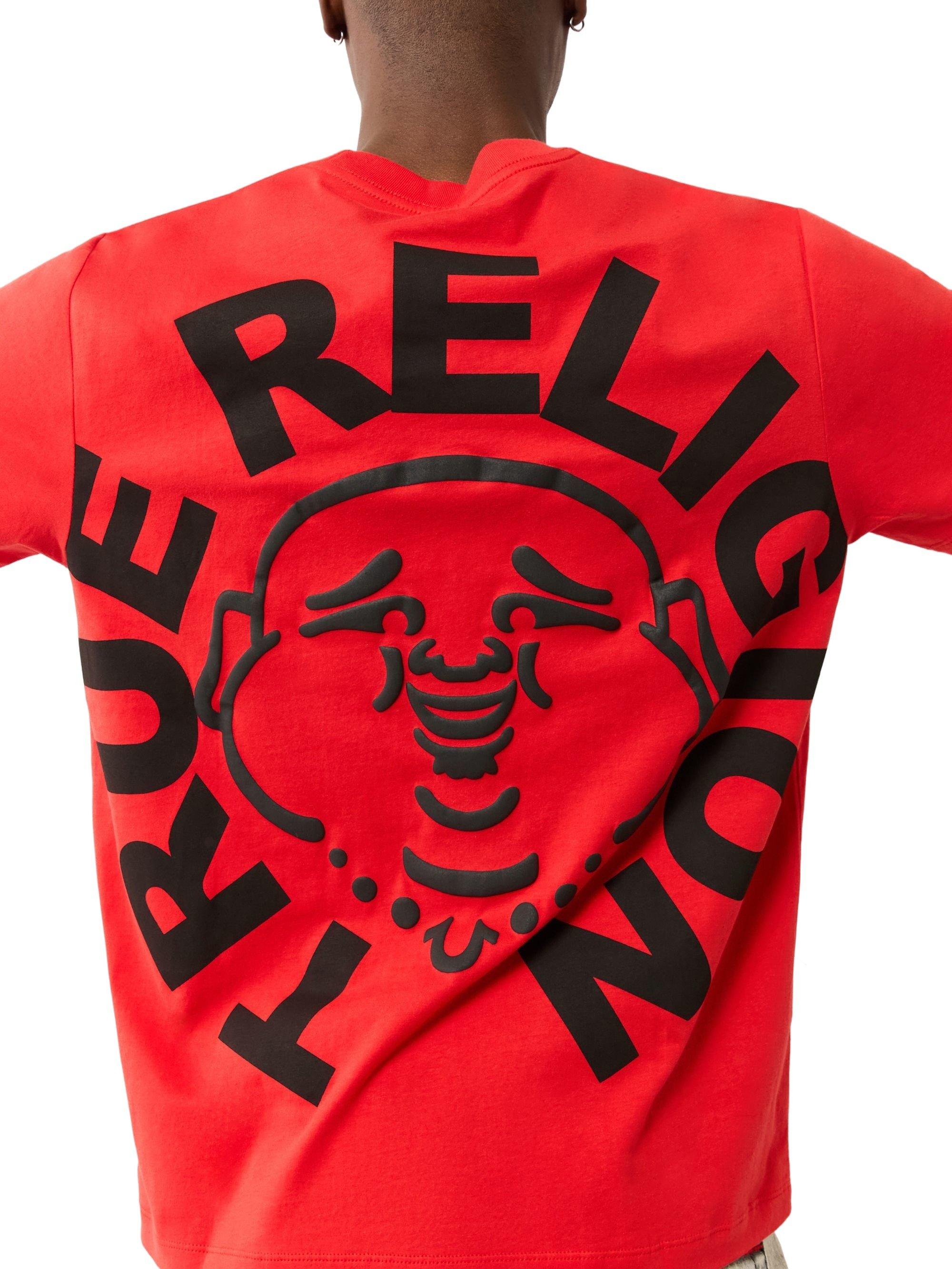 True Religion Men's Puff Print Buddha Face Tee - Red - RED Thumbnail View 5