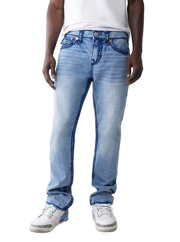 True Religion Men's Ricky Rope Stitch Flap Straight Fit Denim Jeans