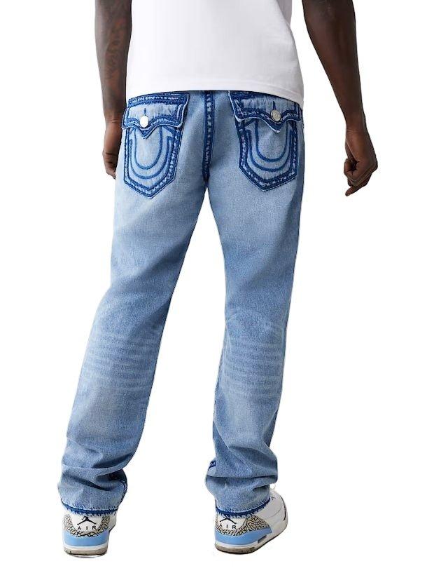 True Religion Men's Ricky Rope Stitch Flap Straight Fit Denim Jeans