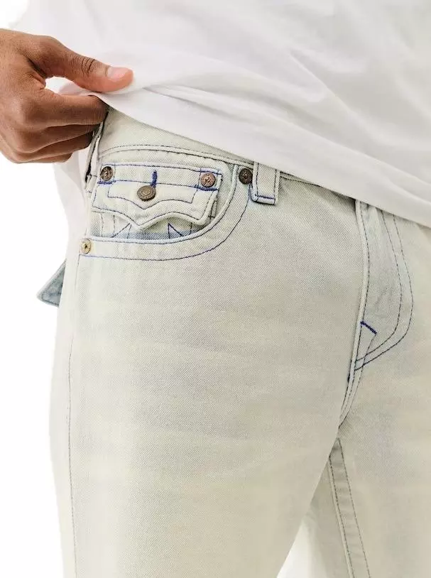 True Religion Men's Ricky SN Frayed Flap Shorts - BLUE