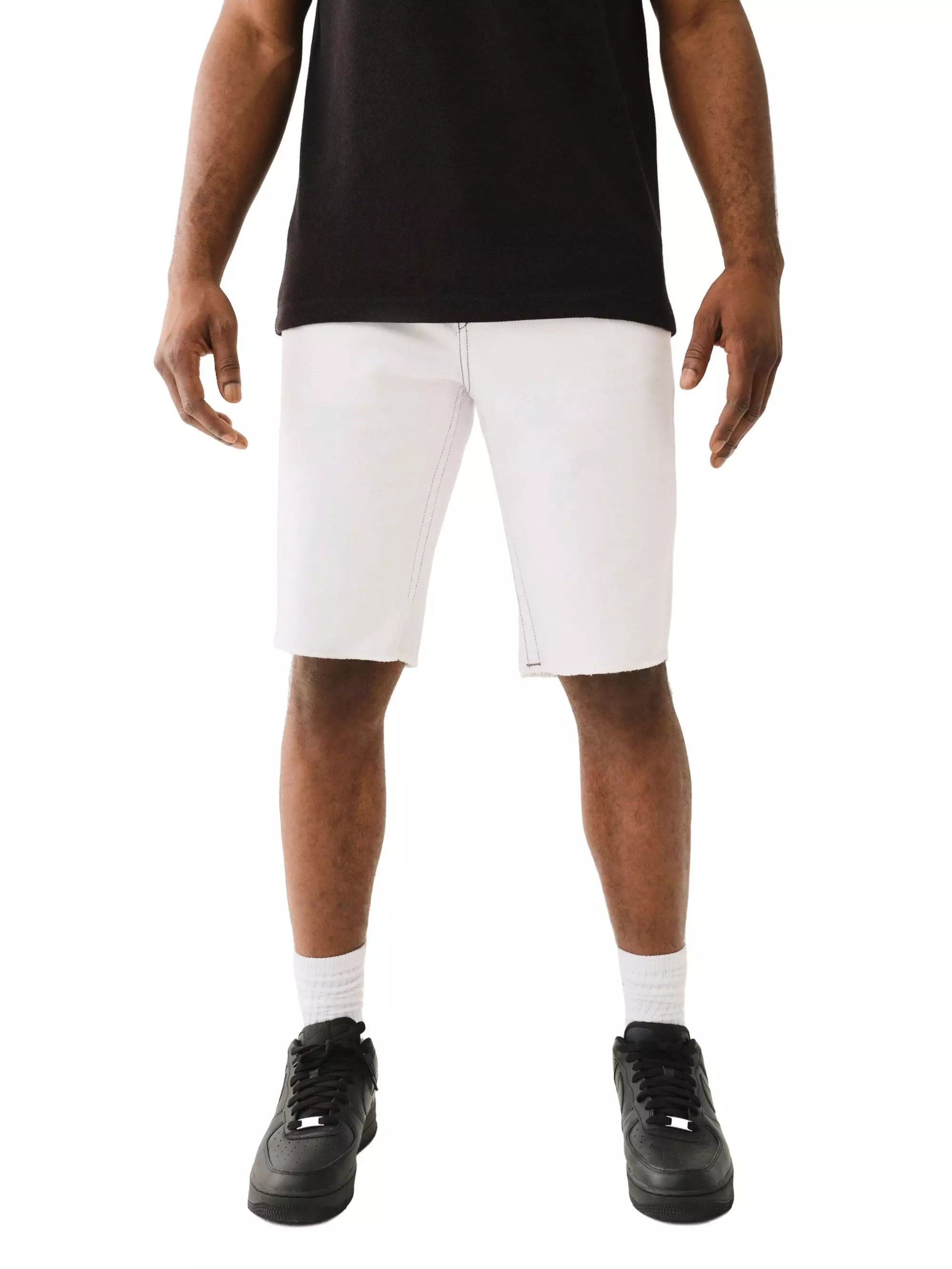 True Religion Men's Ricky Frayed Flap Shorts​-White - WHITE
