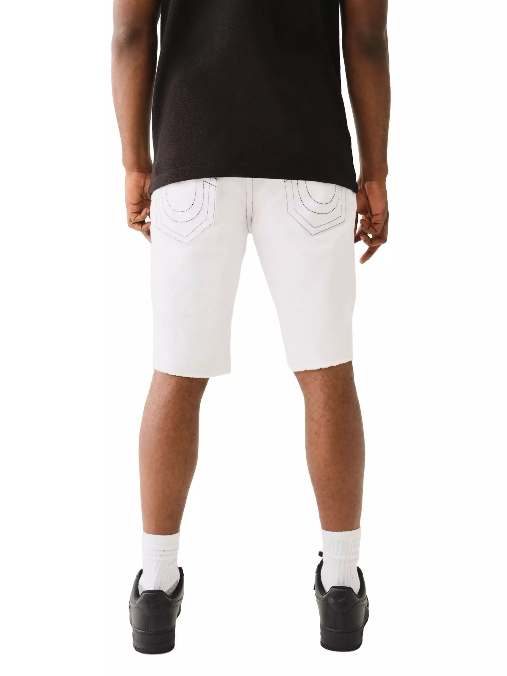 True Religion Men's Ricky Frayed Flap Shorts​-White - WHITE
