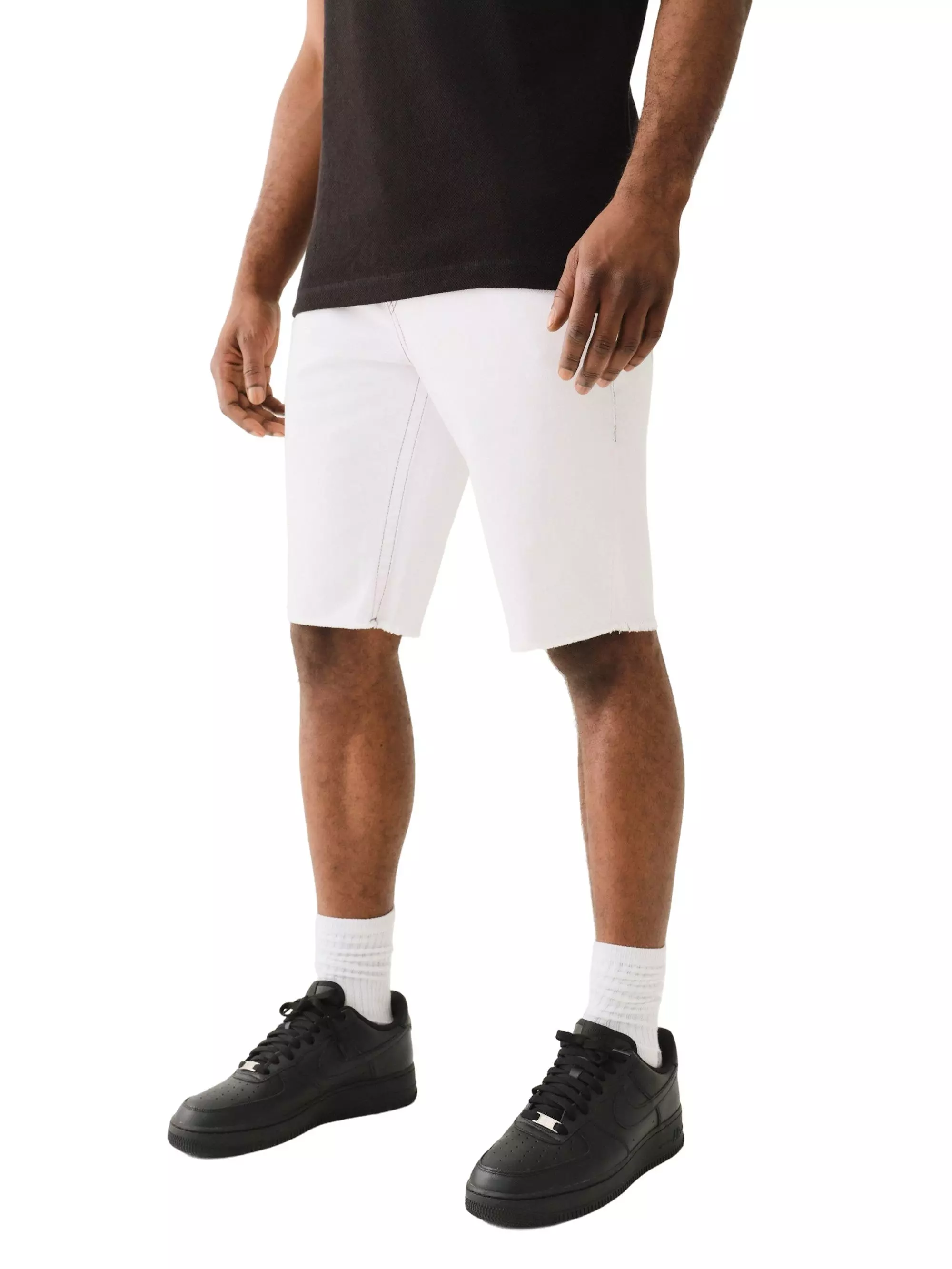 True Religion Men's Ricky Frayed Flap Shorts​-White - WHITE