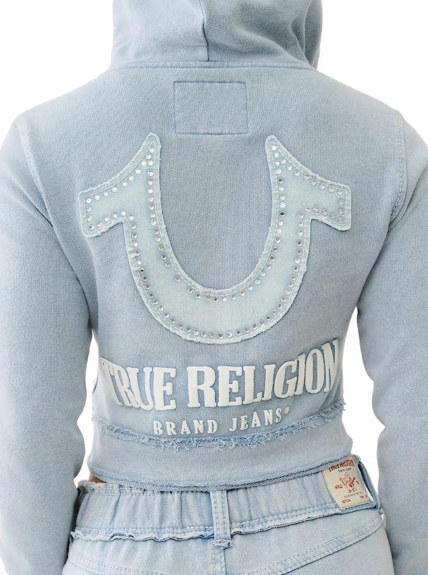 True Religion Raw Edge Big T Crop Women's Hoodie