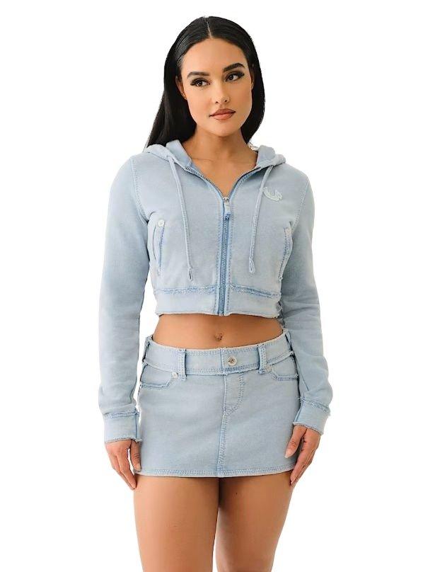 True Religion Raw Edge Big T Crop Women's Hoodie