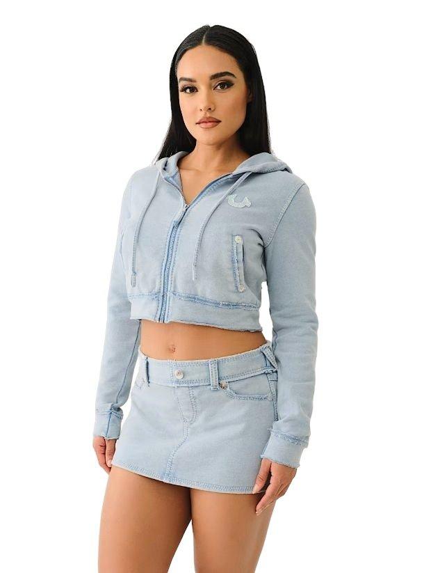 True Religion Raw Edge Big T Crop Women's Hoodie