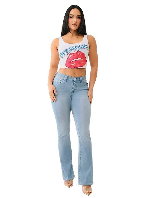 True Religion Crystal Lips Raw Hem Women's White Tank
