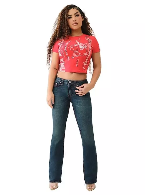 True Religion Women's Heritage Logo Baby Tee - Red - RED